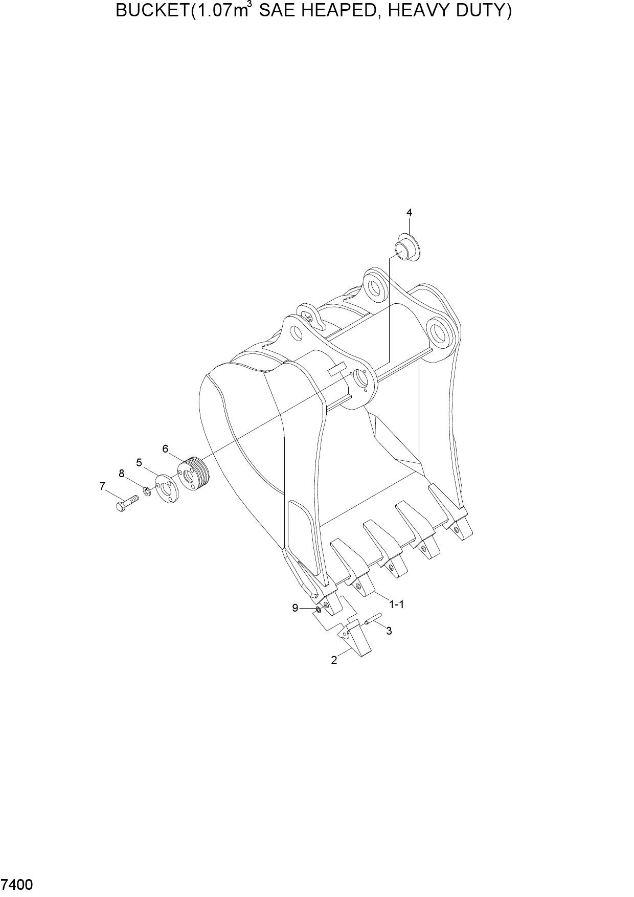 BUCKET(1.07M3 SAE HEAPED, HEAVY DUTY)