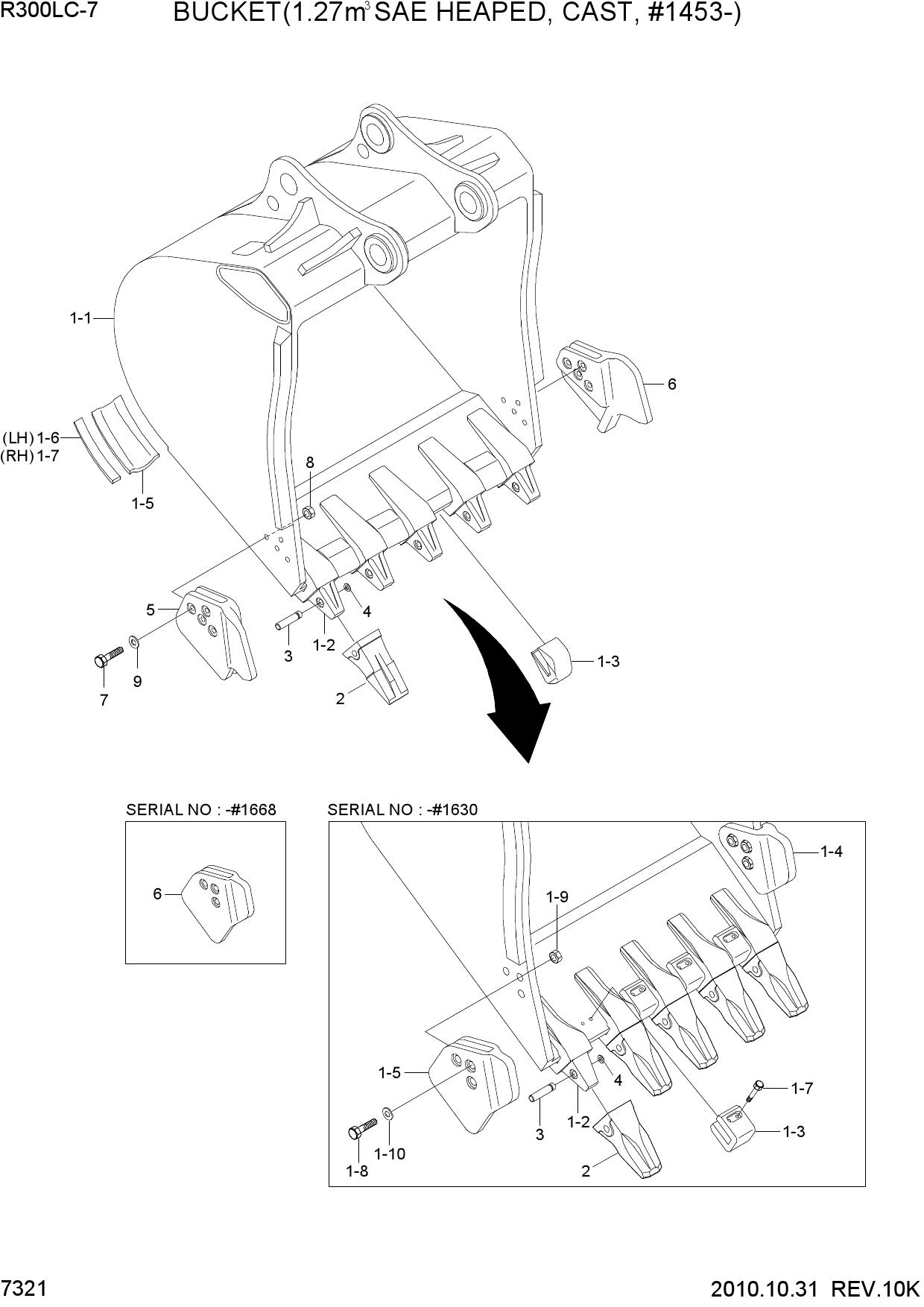 BUCKET(1.27M3 SAE HEAPED, CAST)