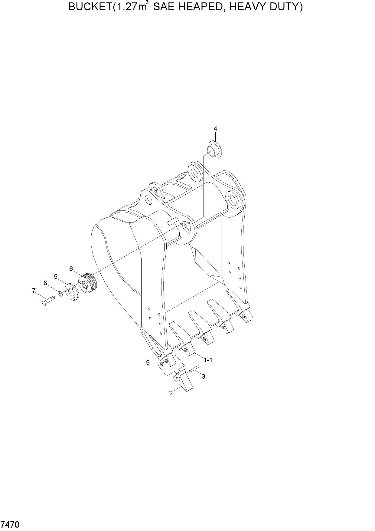 BUCKET(1.27M3 SAE HEAPED, HEAVY DUTY)