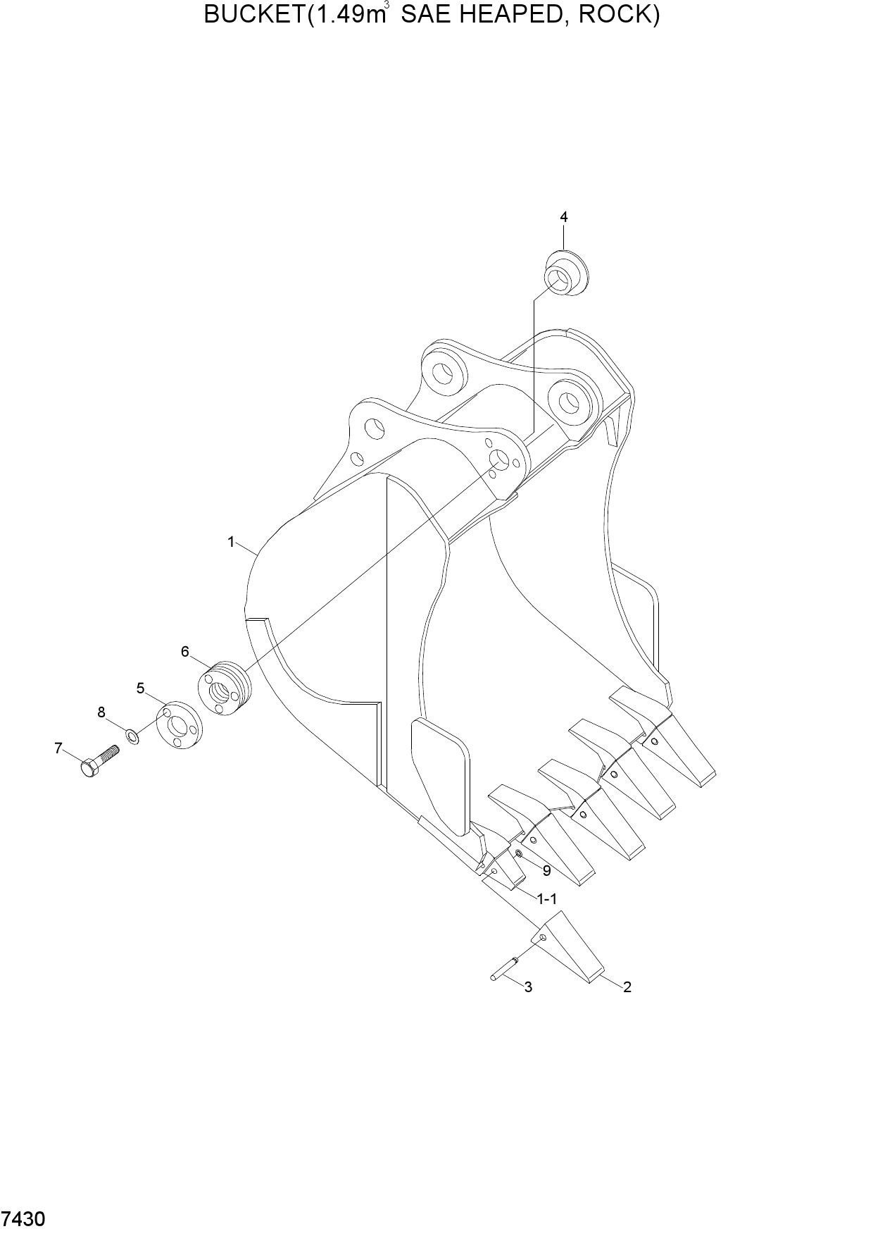 BUCKET(1.49M3 SAE HEAPED, ROCK)