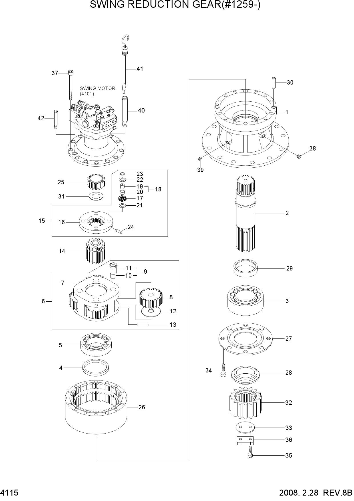 SWING REDUCTION GEAR(TYPE 1, #1259-)
