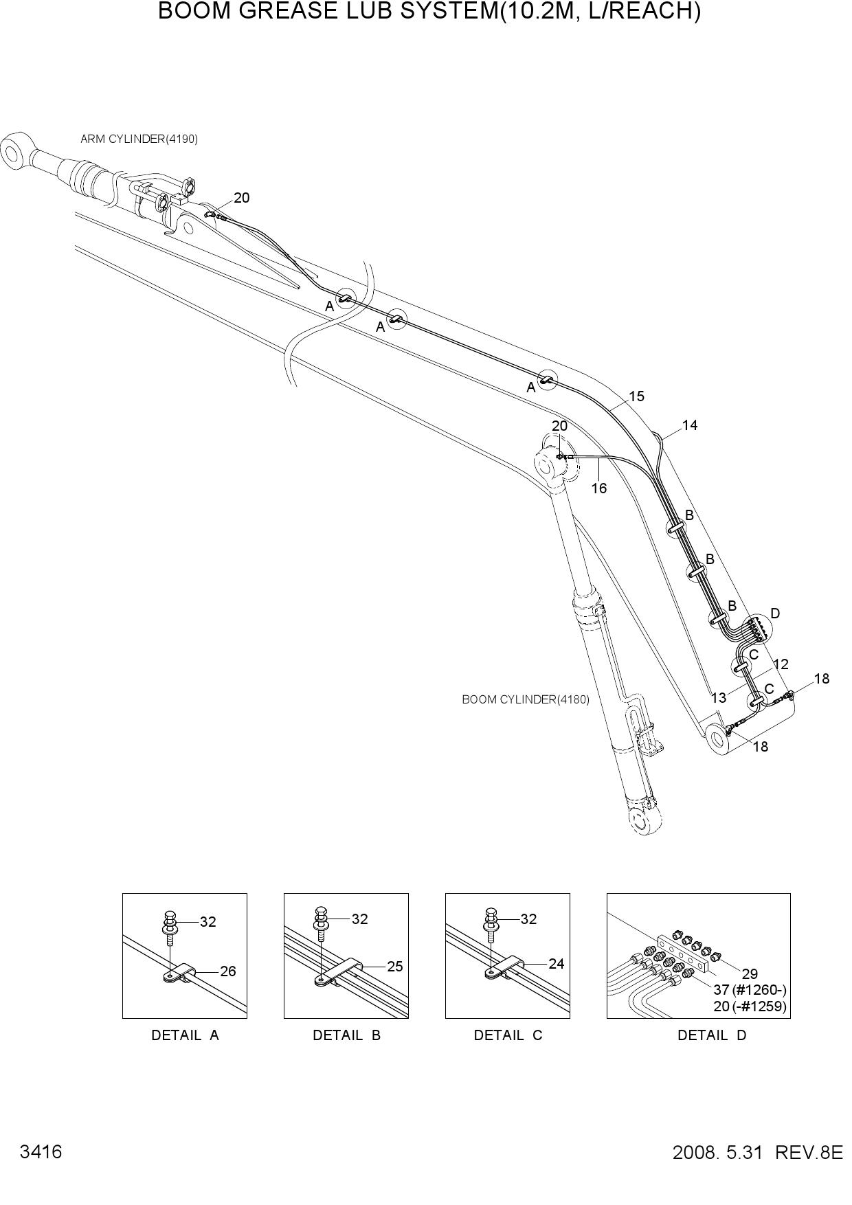 BOOM GREASE LUB SYSTEM(10.2M, L/REACH)