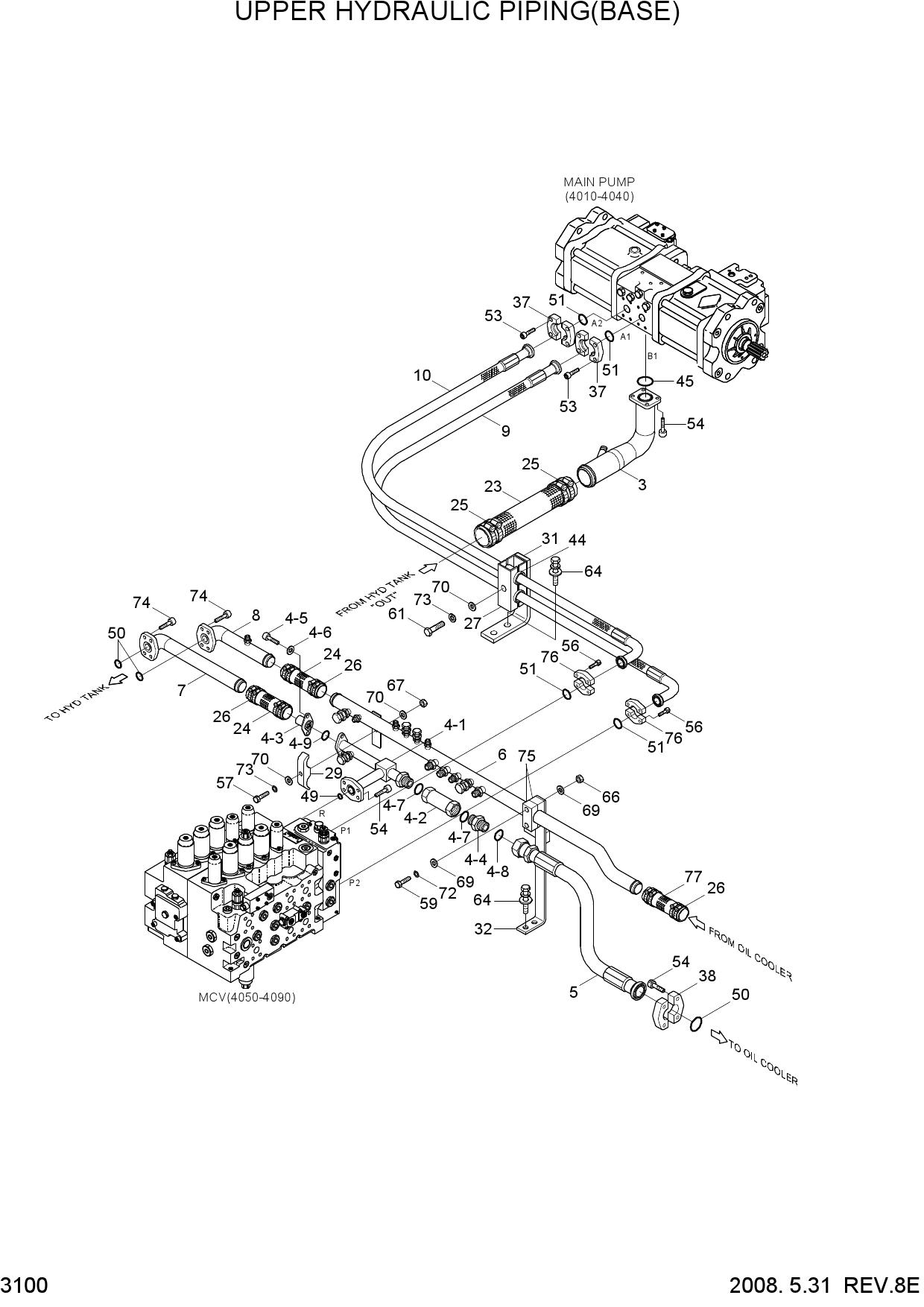 UPPER HYDRAULIC PIPING(BASE)
