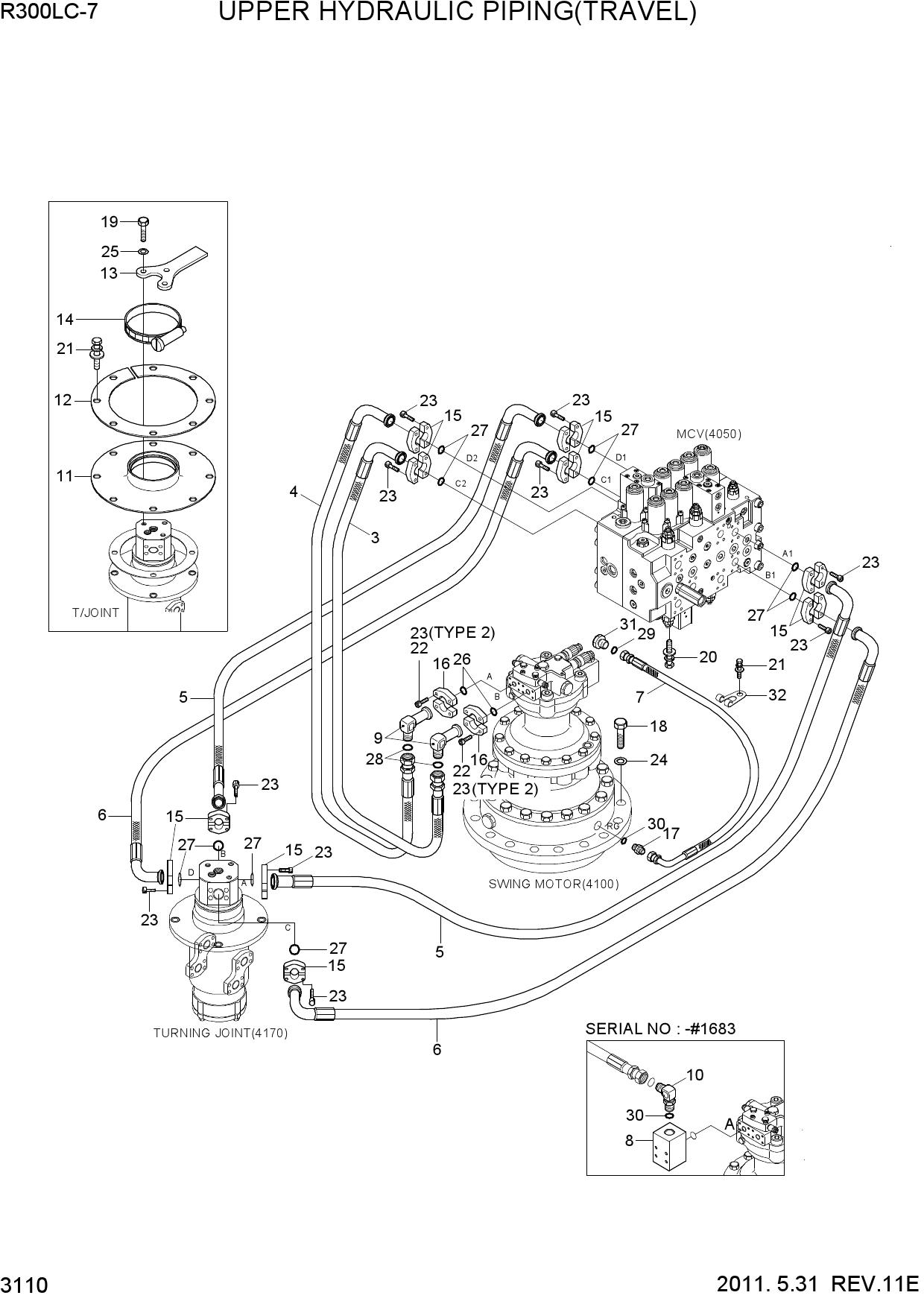 UPPER HYDRAULIC PIPING(TRAVEL)