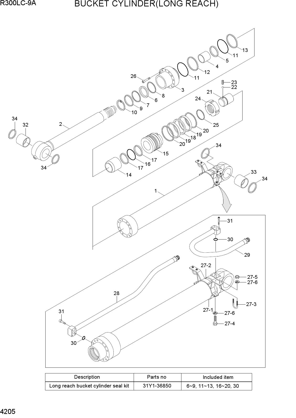 BUCKET CYLINDER(LONG REACH, -#0040)