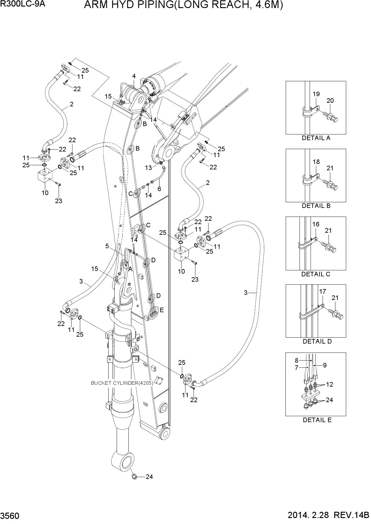 ARM HYD PIPING(L/REACH, 4.6M)