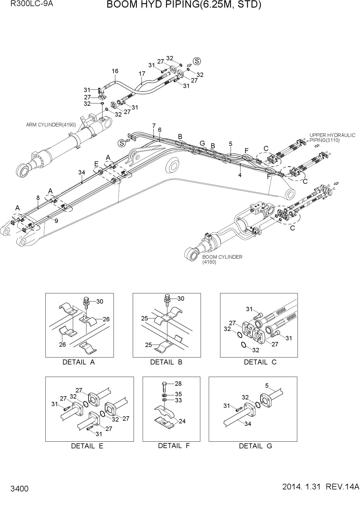 BOOM HYD PIPING(6.25M, STD)