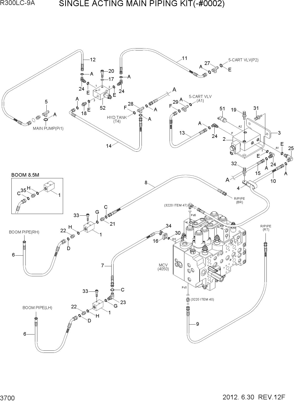 SINGLE ACTING MAIN PIPING KIT(-#0002)