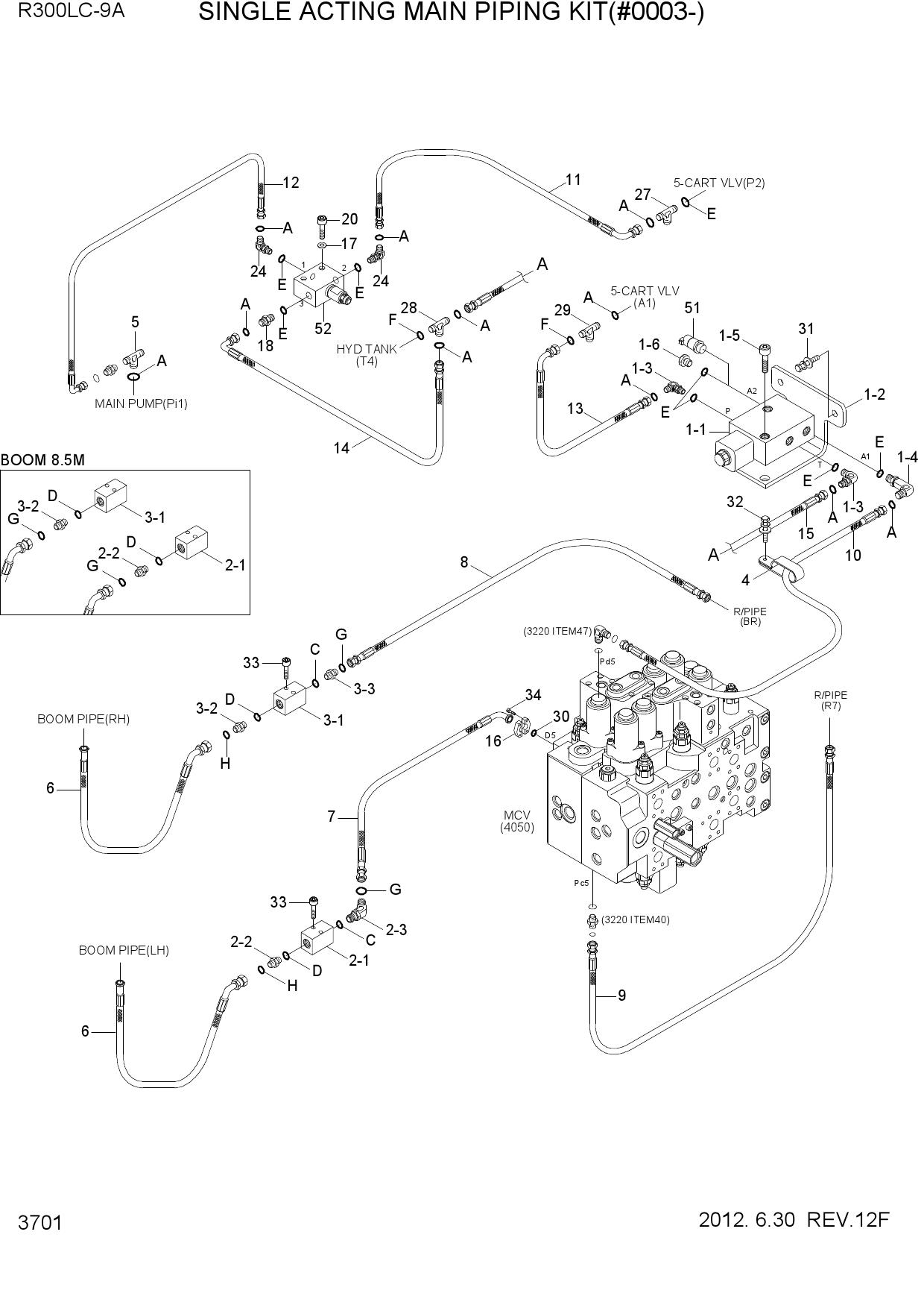 SINGLE ACTING MAIN PIPING KIT(#0003-)