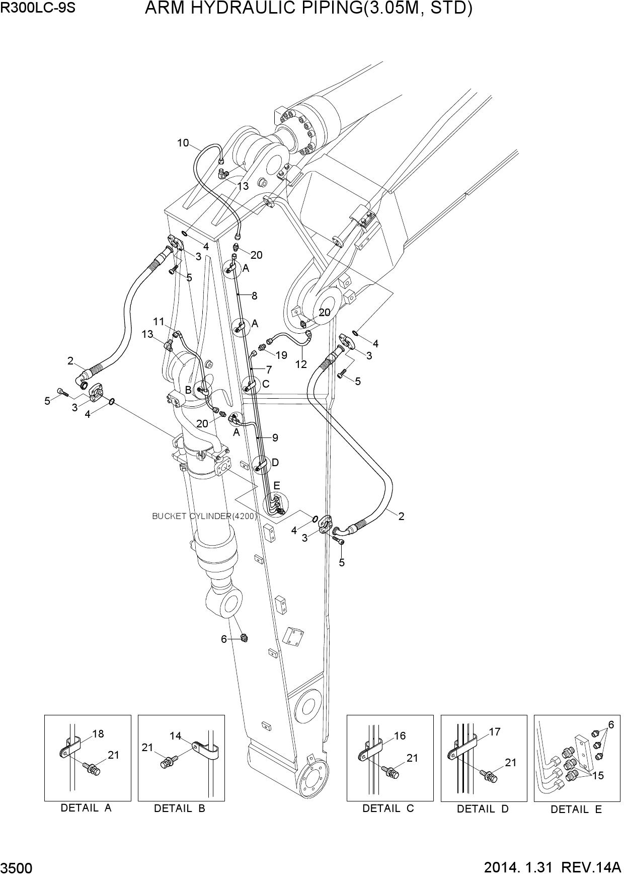 ARM HYDRAULIC PIPING(3.05M, STD)