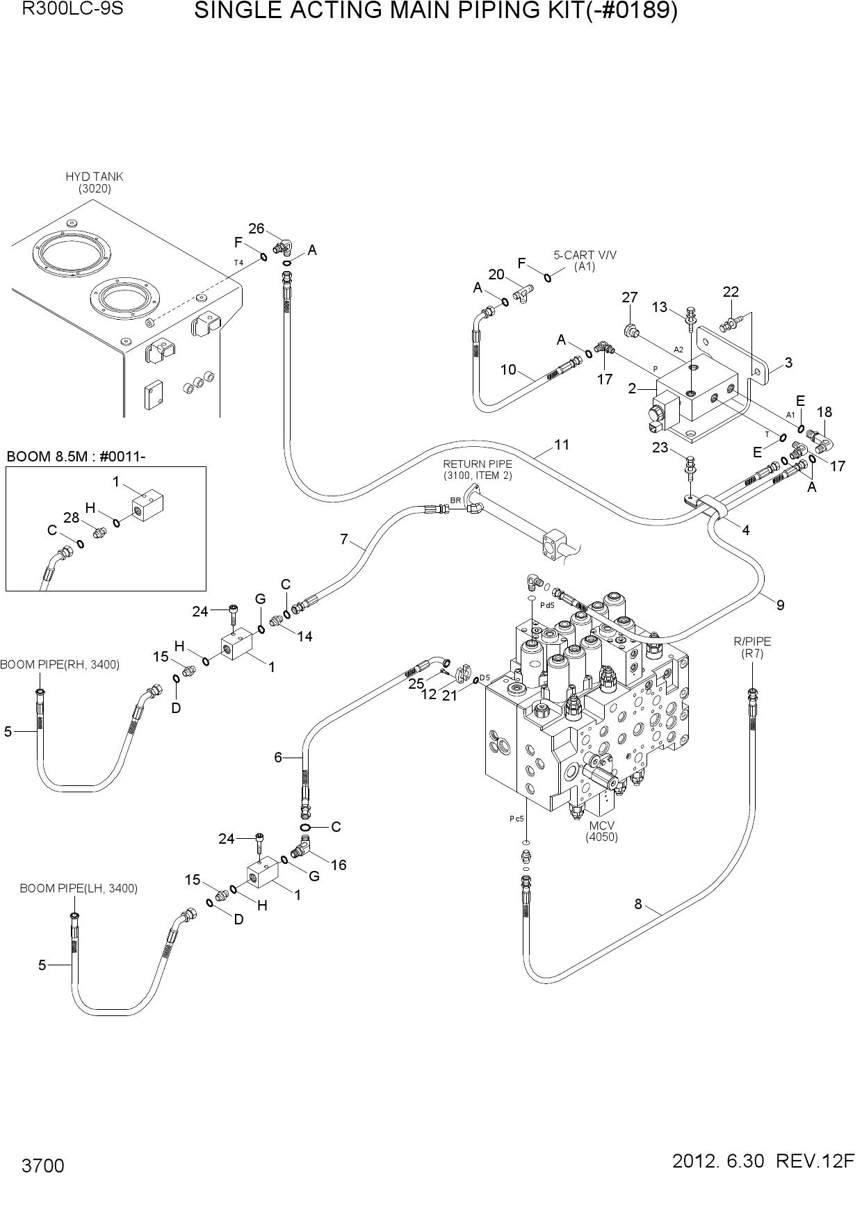 SINGLE ACTING MAIN PIPING KIT(-#0189)