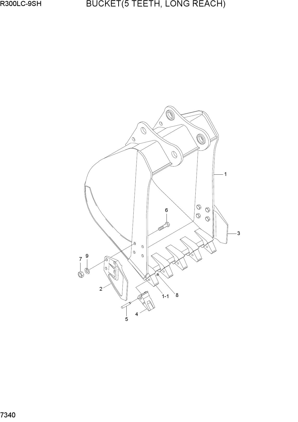 BUCKET(5 TEETH, LONG REACH)