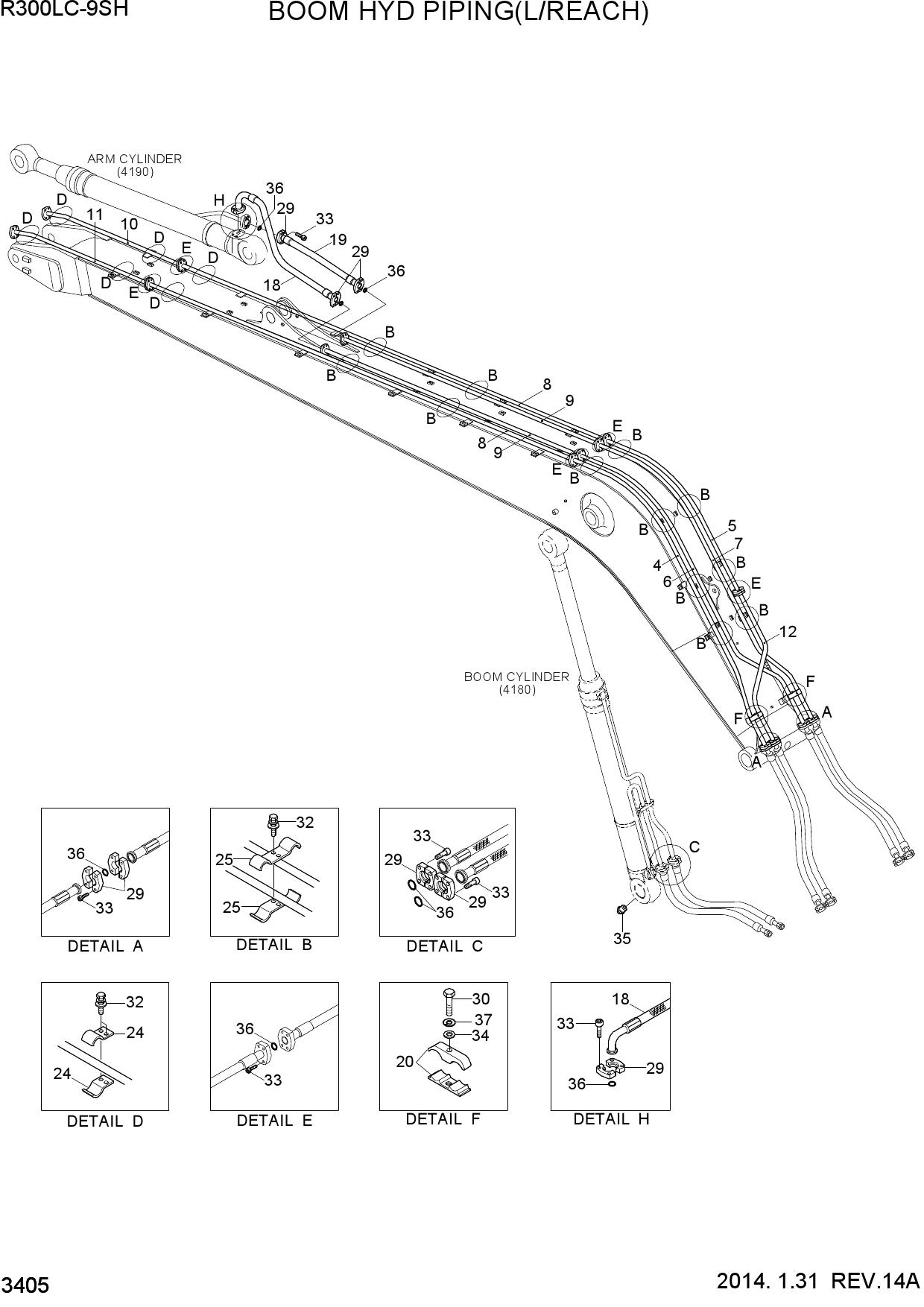 BOOM HYD PIPING(L/REACH)