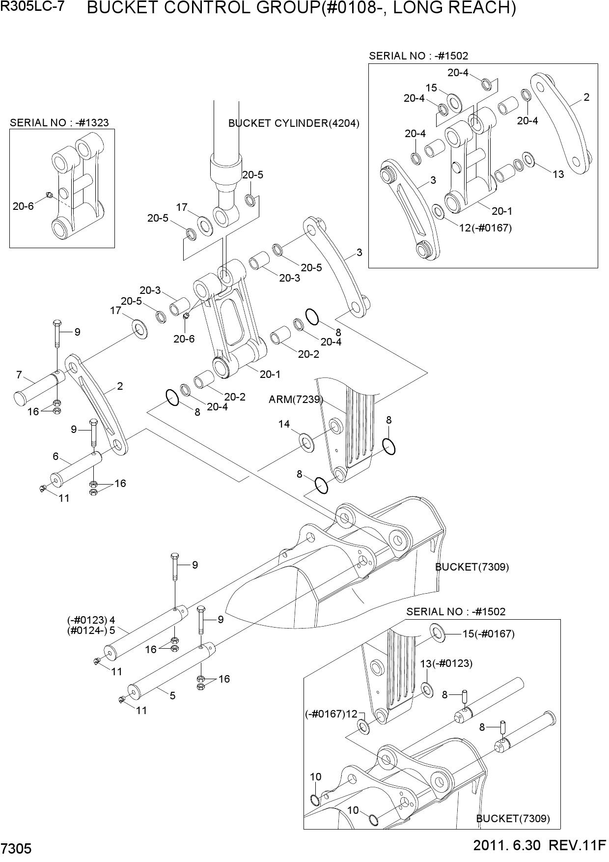 BUCKET CONTROL GROUP(#0108-, LONG REACH)