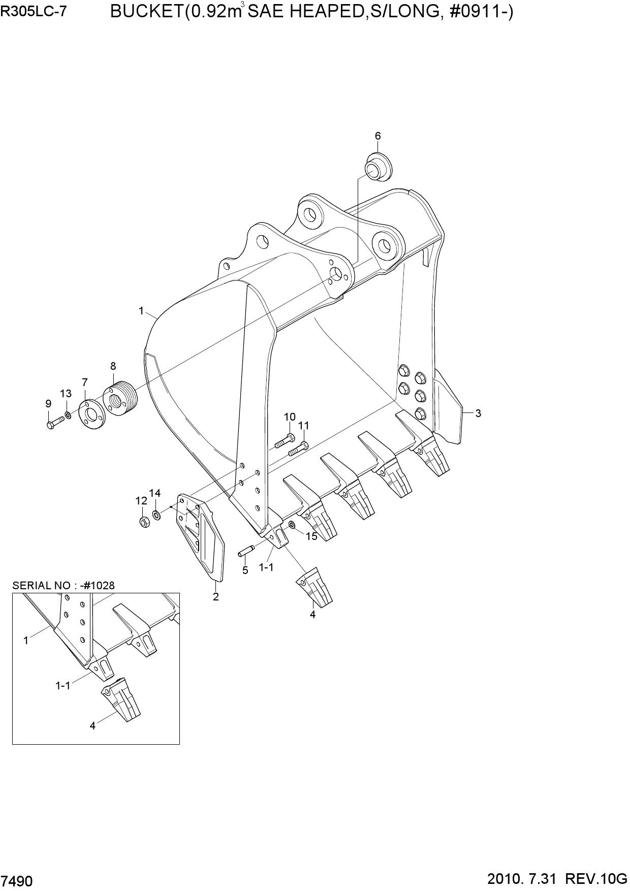 BUCKET(0.92M3 SAE HEAPED,S/LONG, #0911-)