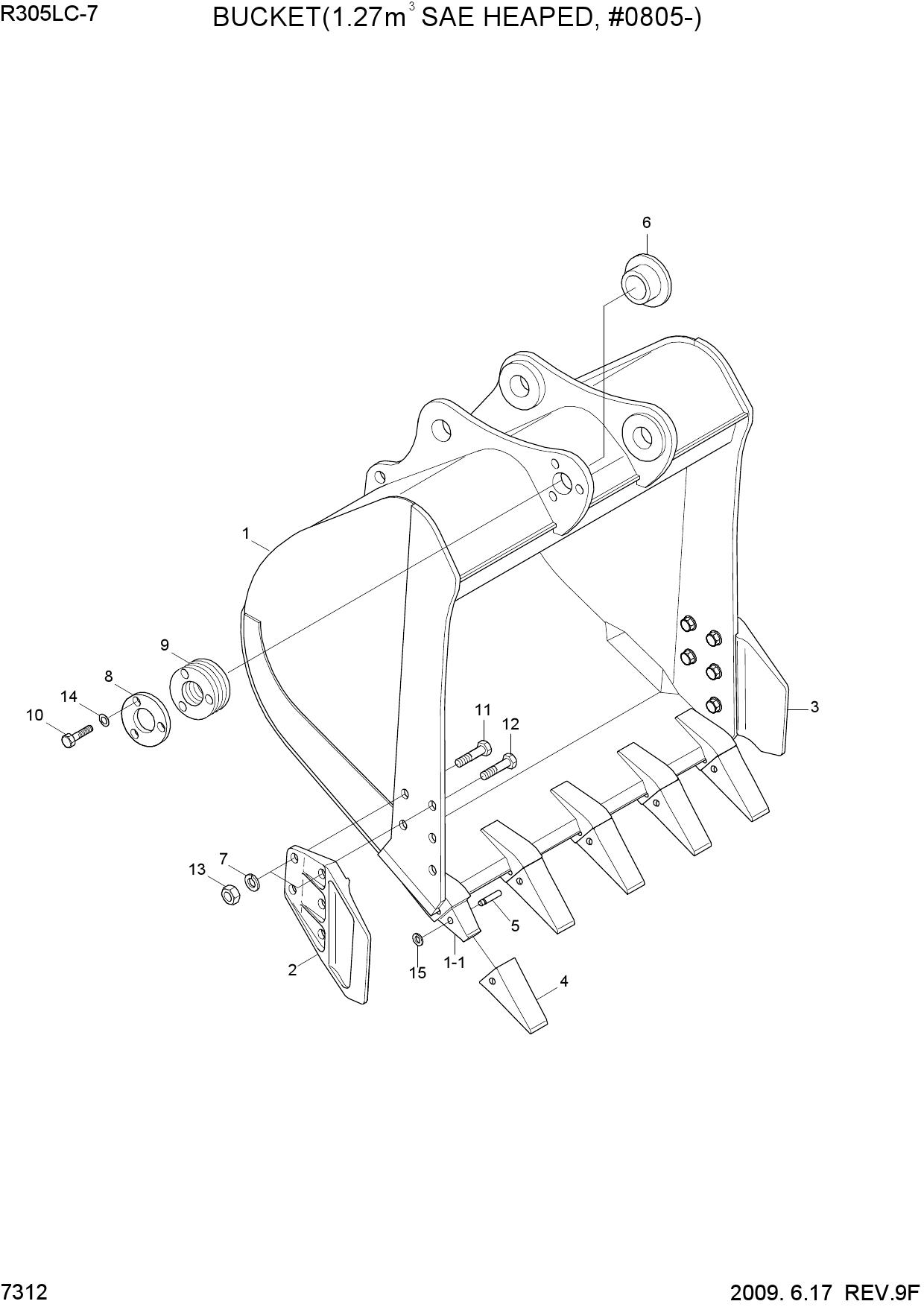 BUCKET(1.27M3 SAE HEAPED, #0805-)