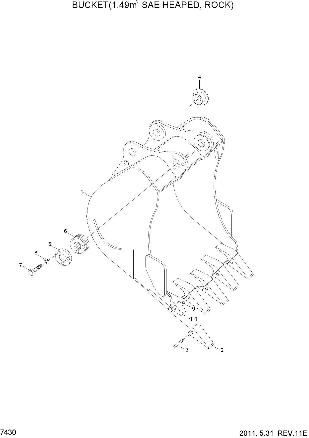 BUCKET(1.49M3 SAE HEAPED, ROCK)