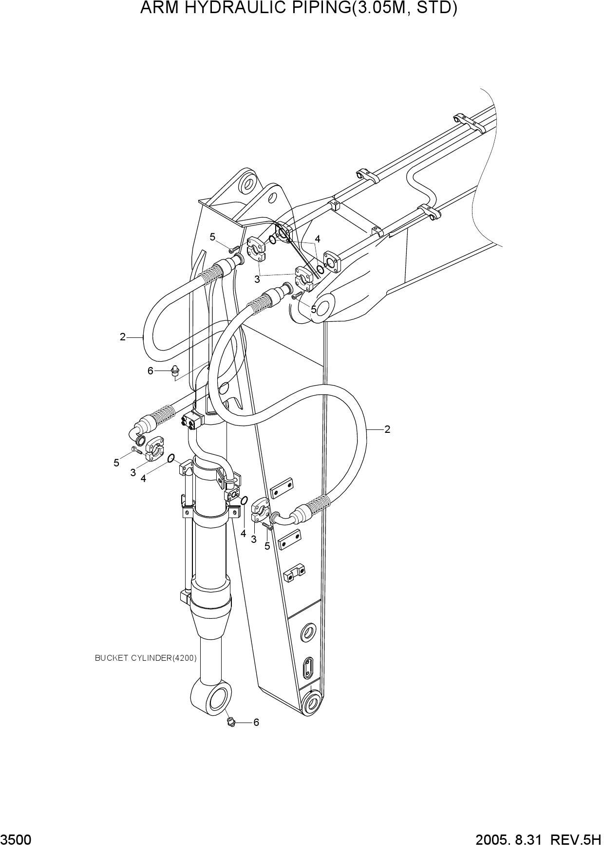 ARM HYDRAULIC PIPING(3.05M, STD)
