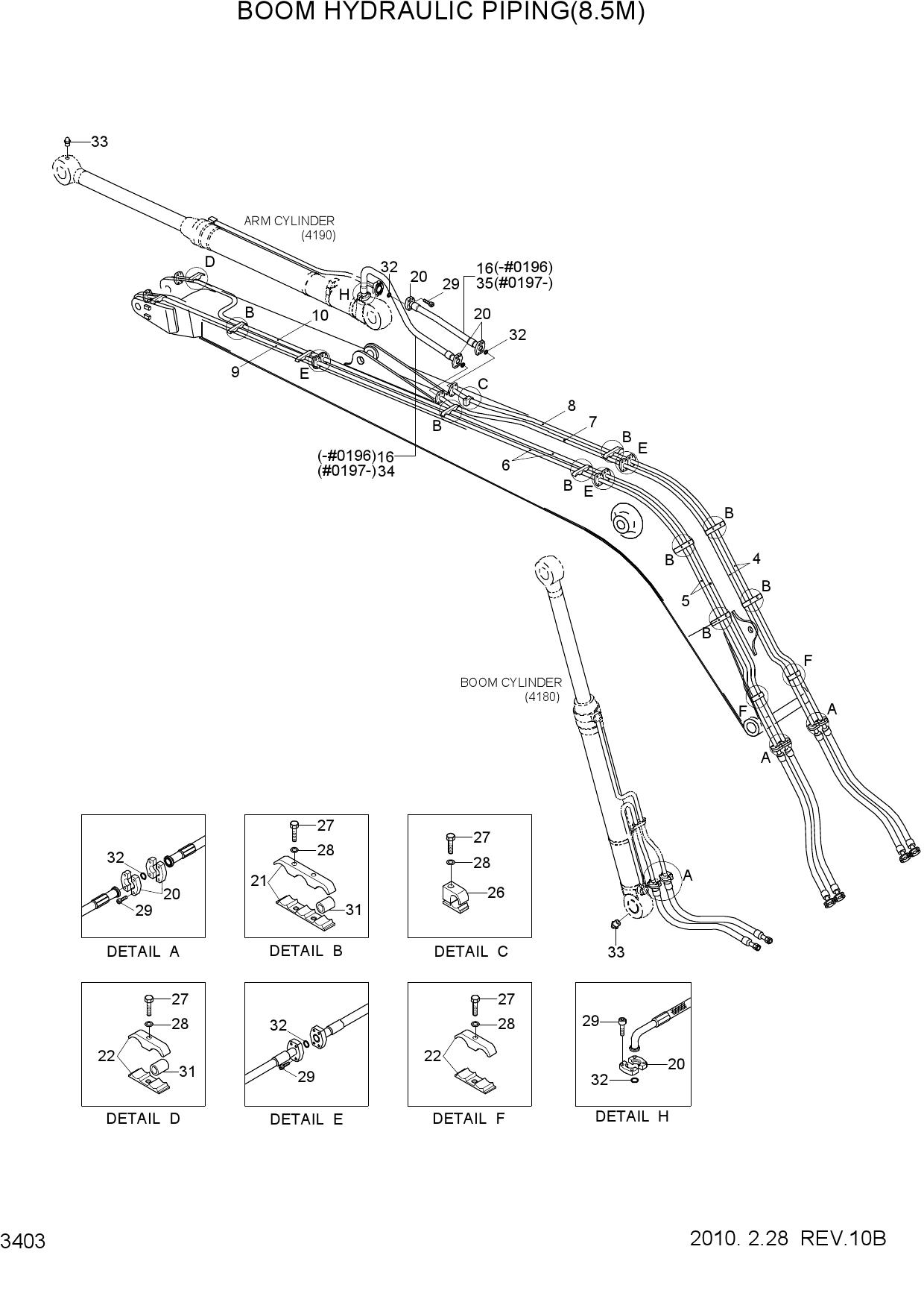 BOOM HYDRAULIC PIPING(8.50M, #0120-)