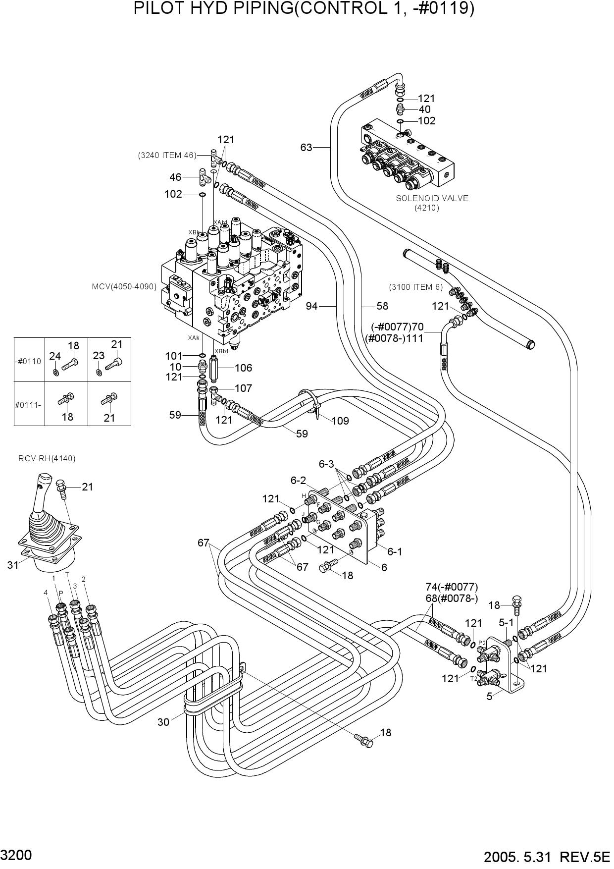 PILOT HYD PIPING(CONTROL 1, -#0119)