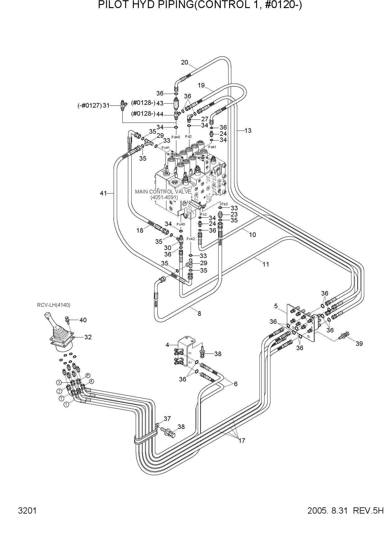 PILOT HYD PIPING(CONTROL 1, #0120-)