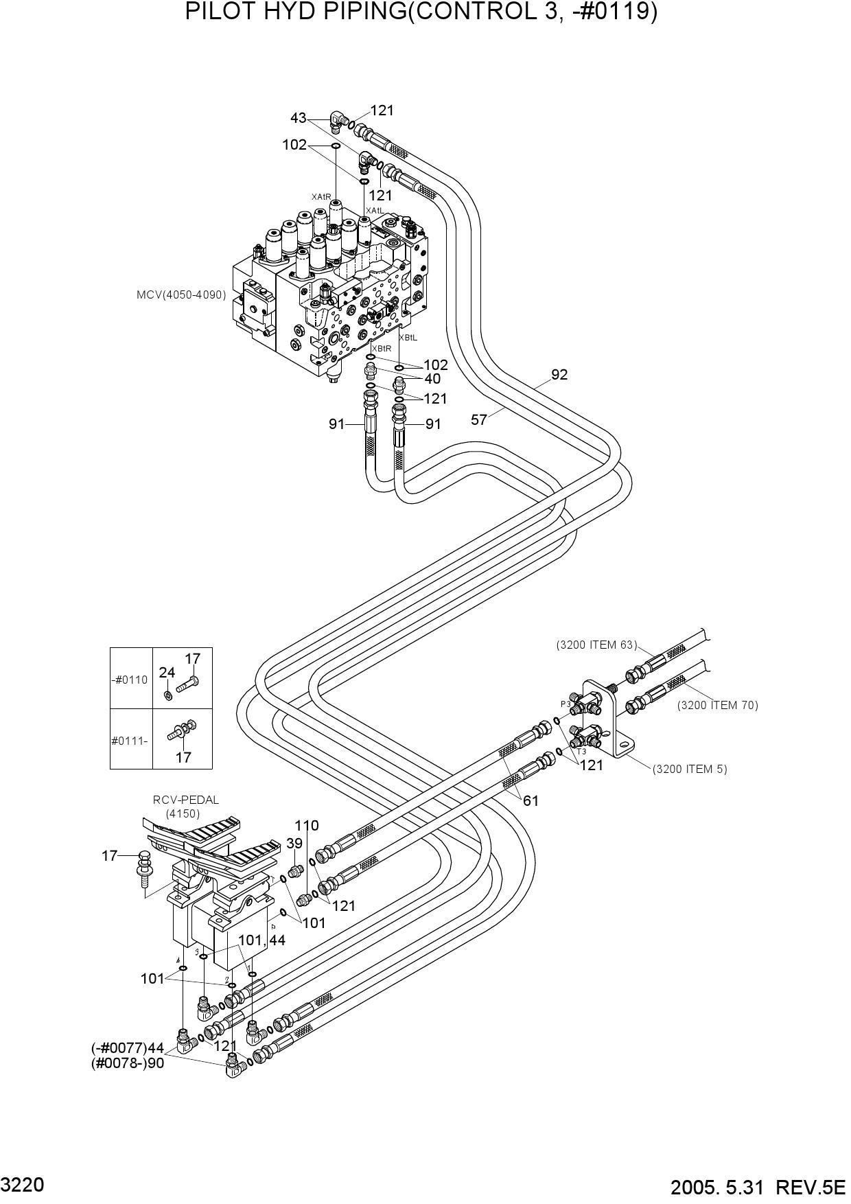 PILOT HYD PIPING(CONTROL 3, -#0119)