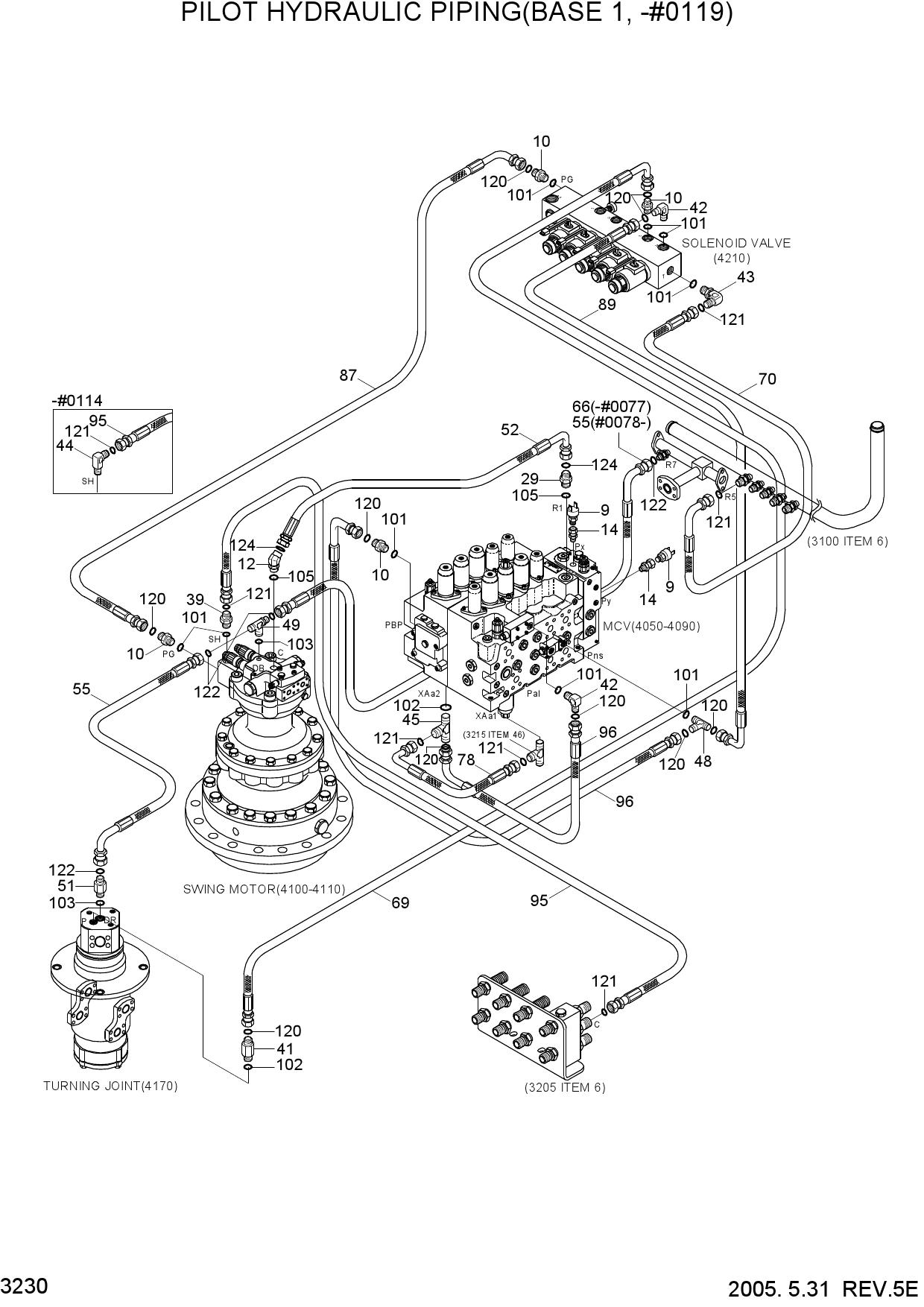 PILOT HYDRAULIC PIPING(BASE 1, -#0119)