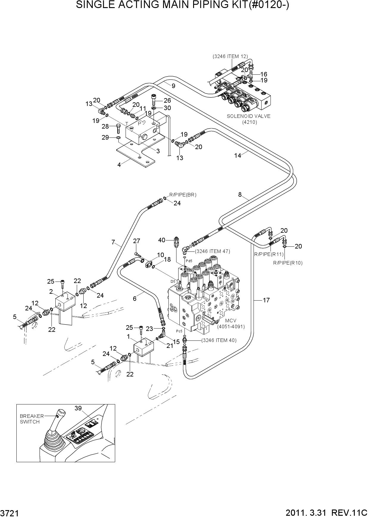 SINGLE ACTING MAIN PIPING KIT(#0120-)