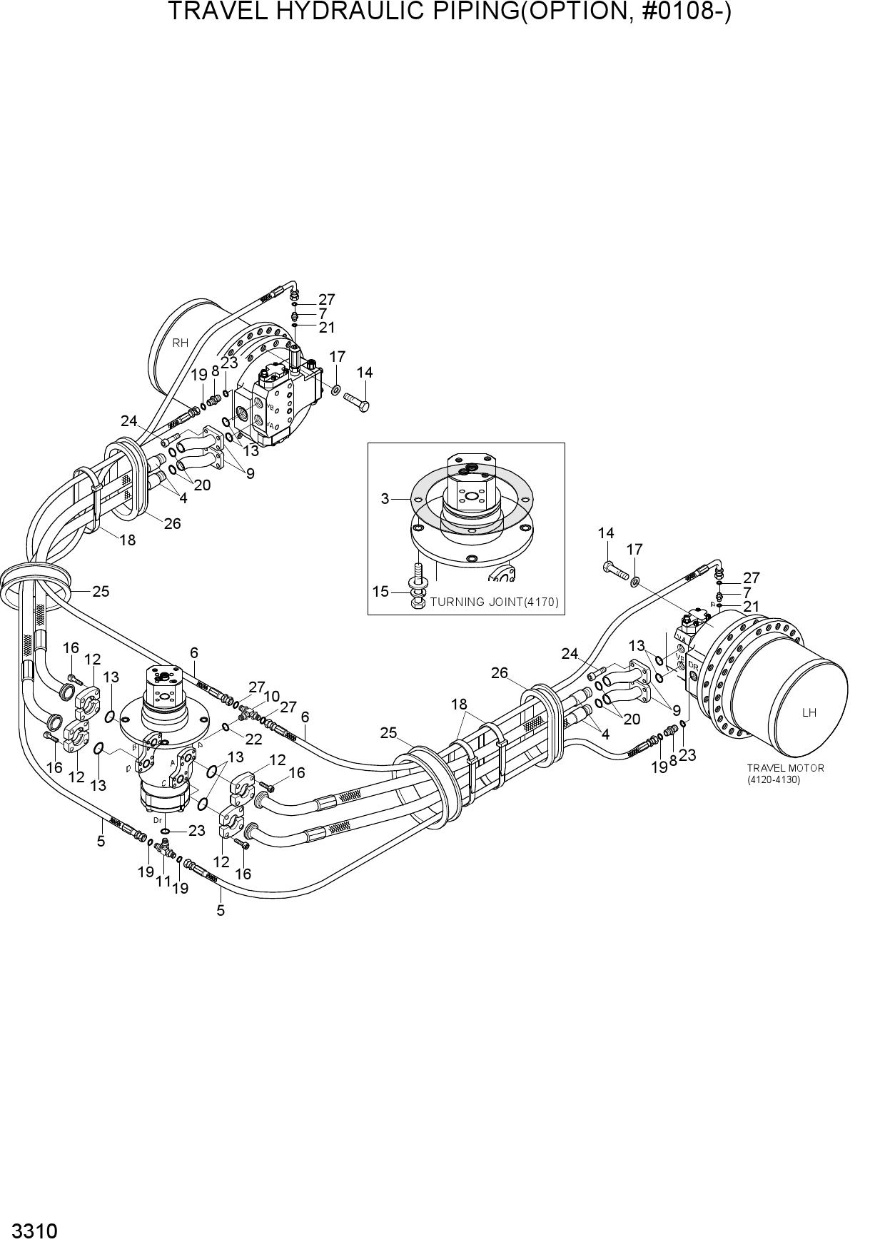 TRAVEL HYDRAULIC PIPING(OPT, #0108-)