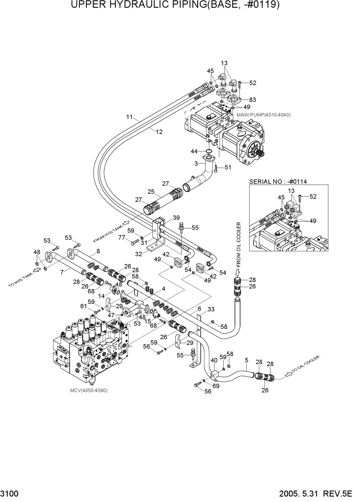 UPPER HYDRAULIC PIPING(BASE, -#0119)