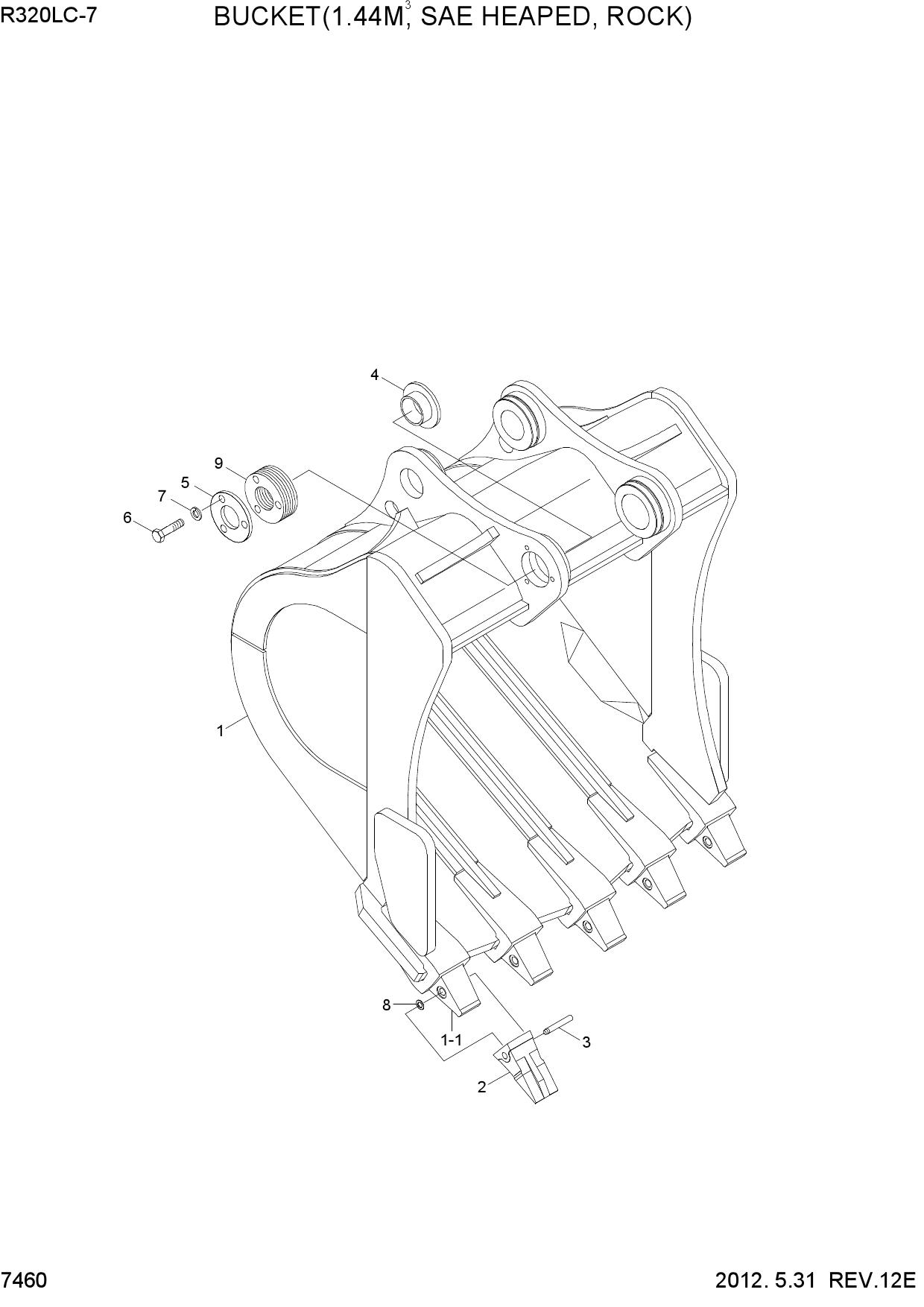 BUCKET(1.44M3 SAE HEAPED, ROCK)