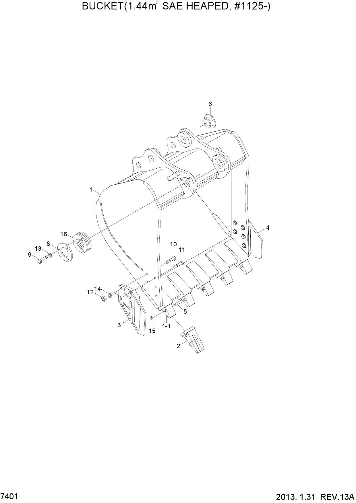 BUCKET(1.44M3 SAE HEAPED, STD, #1125-)