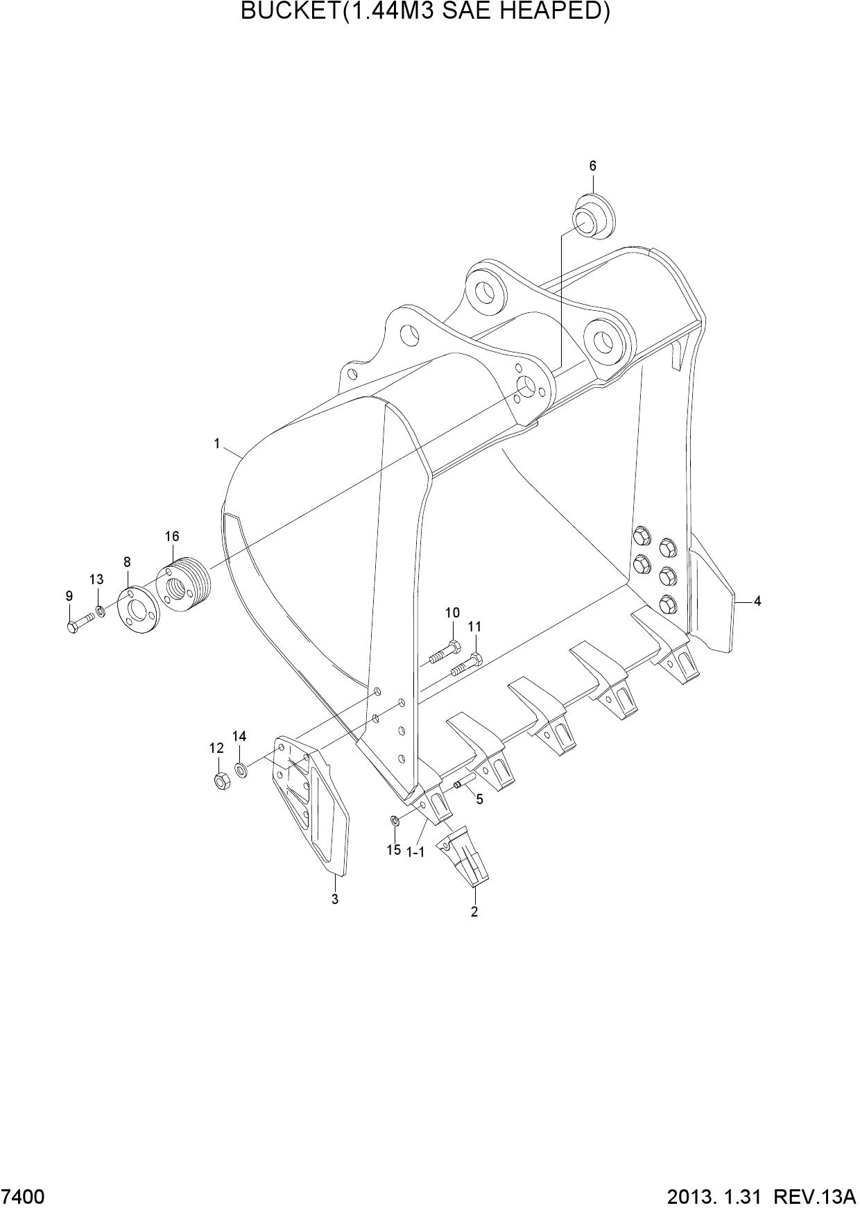 BUCKET(1.44M3 SAE HEAPED, STD)