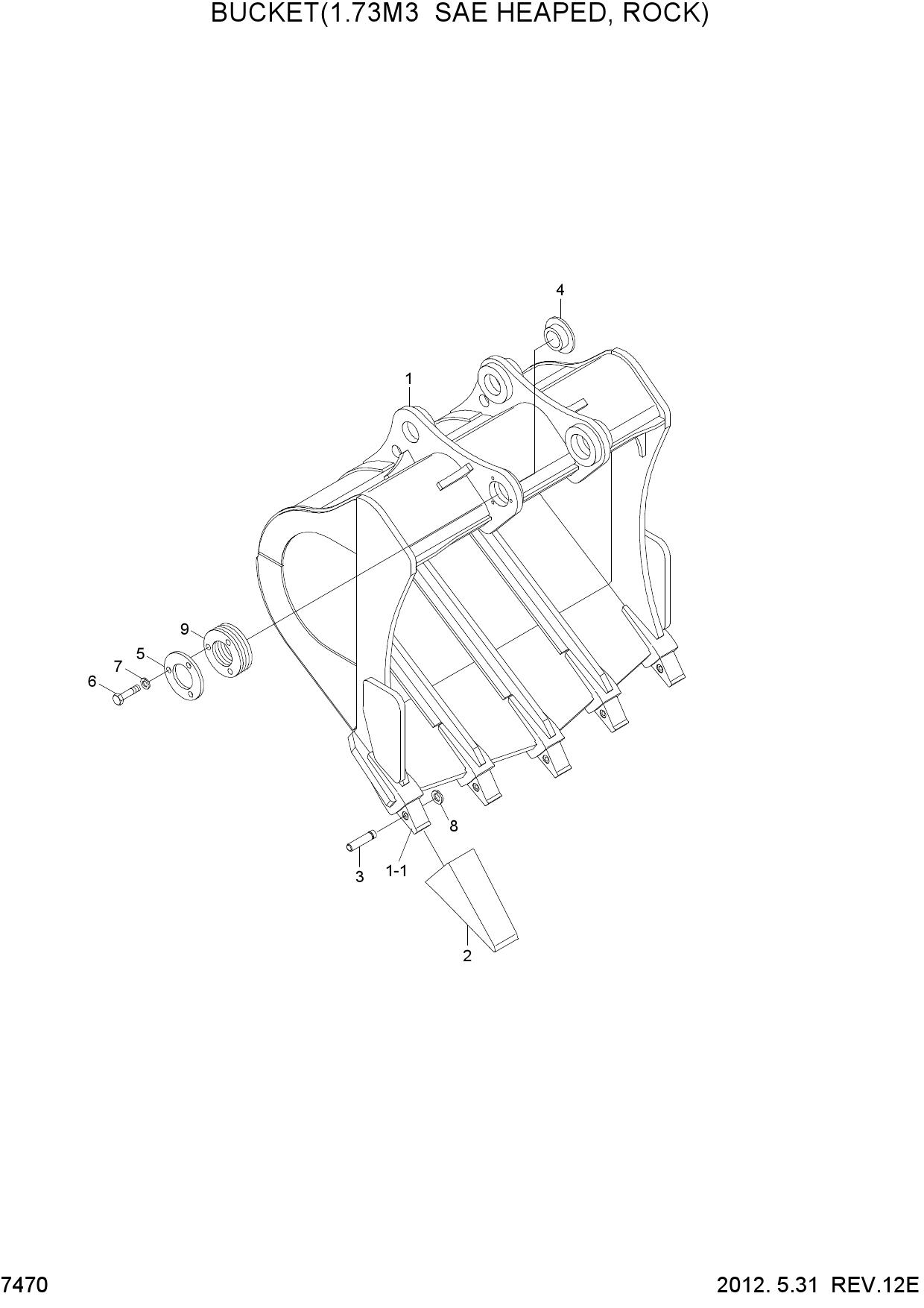 BUCKET(1.73M3 SAE HEAPED, ROCK)
