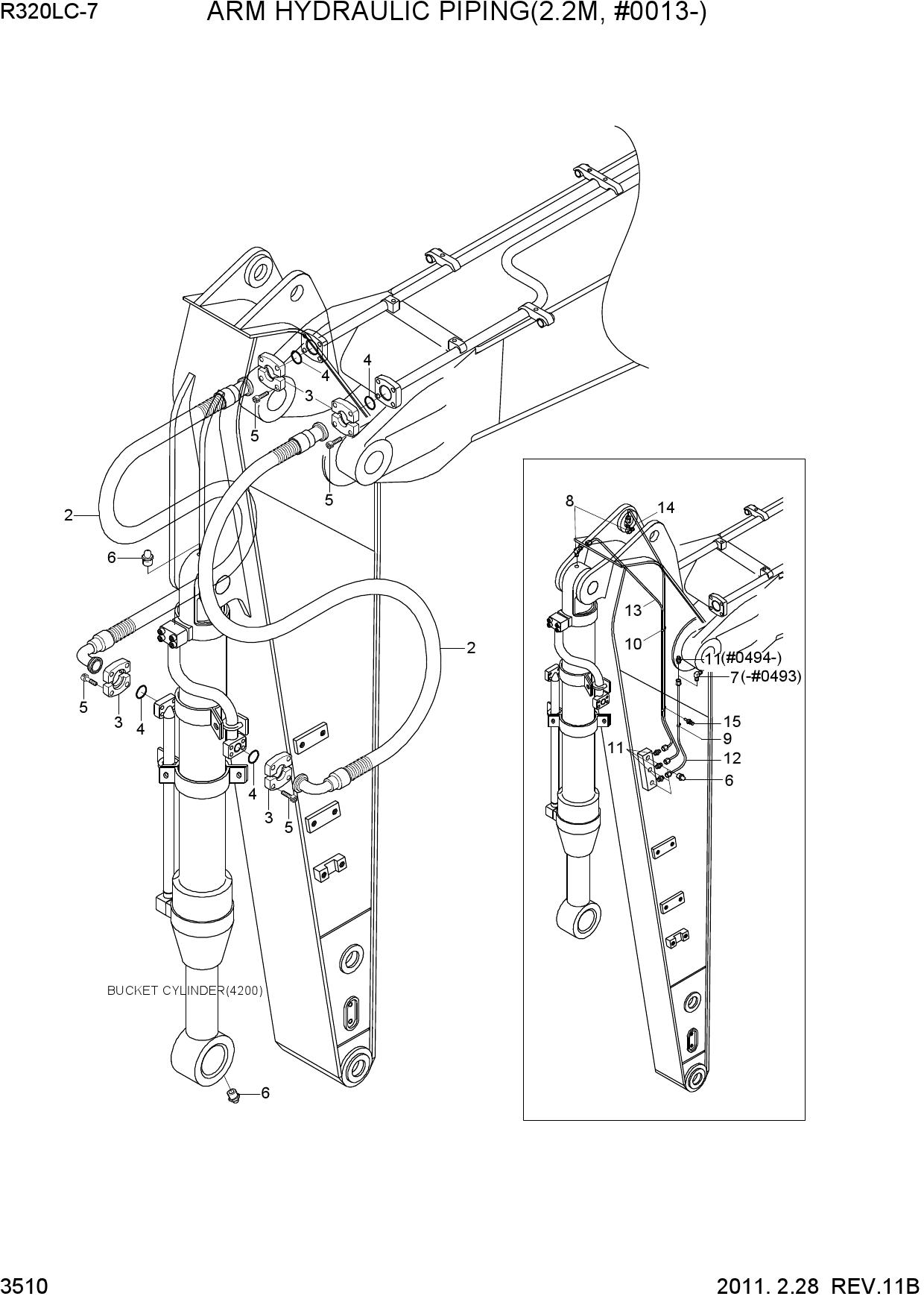 ARM HYDRAULIC PIPING(2.2M, #0013-)