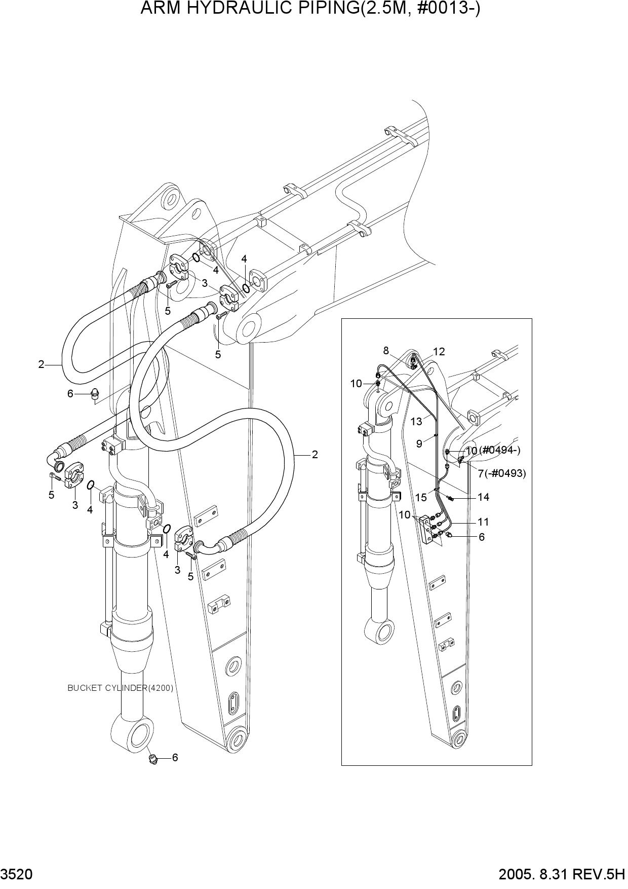 ARM HYDRAULIC PIPING(2.5M, #0013-)