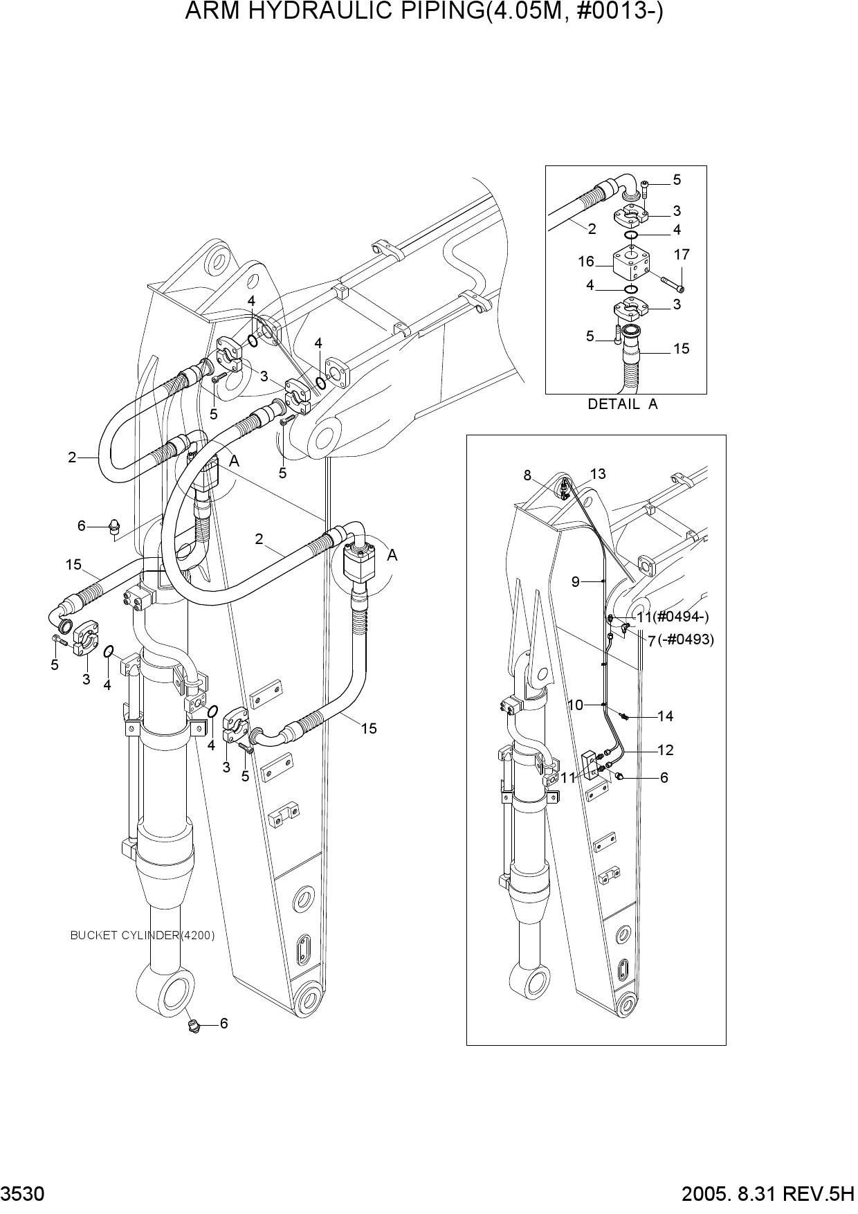 ARM HYDRAULIC PIPING(4.05M, #0013-)