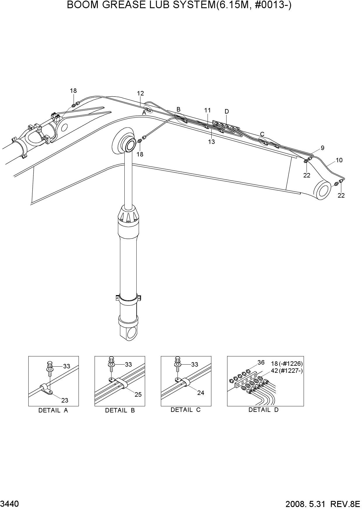 BOOM GREASE LUB SYSTEM(6.15M,#0013-)