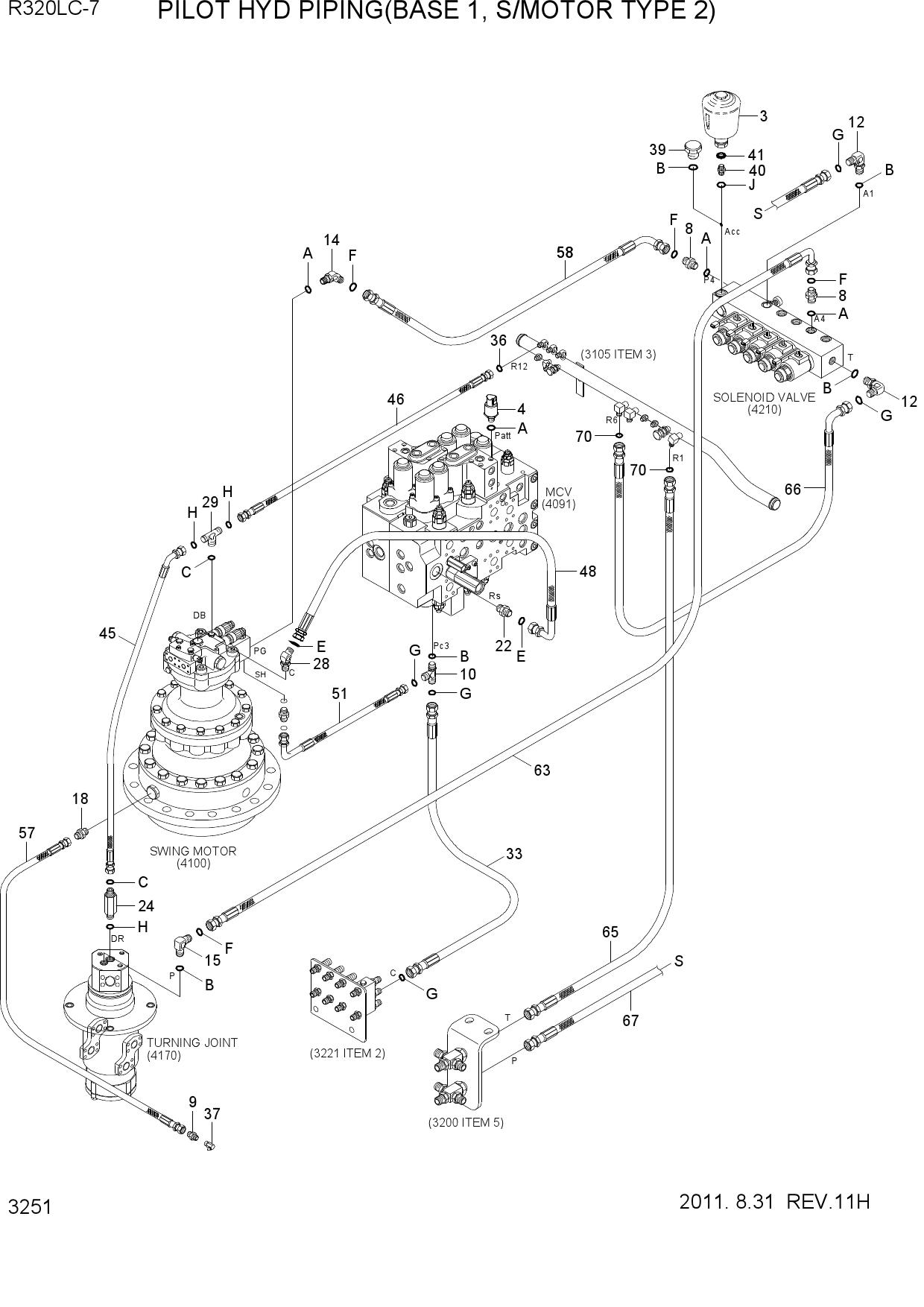 PILOT HYD PIPING(BASE 1, S/MOTOR TYPE 2)
