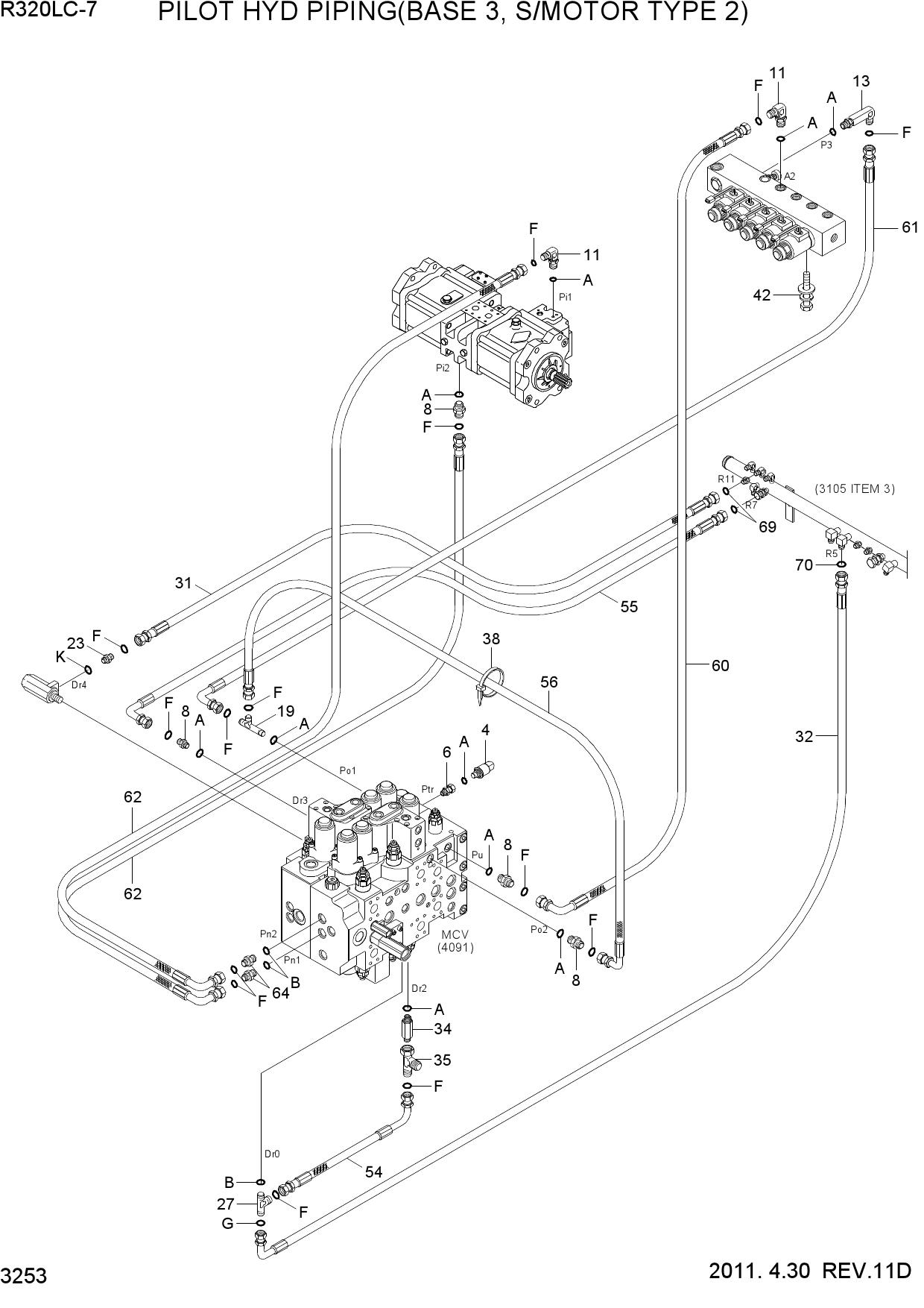 PILOT HYD PIPING(BASE 3, S/MOTOR TYPE 2)