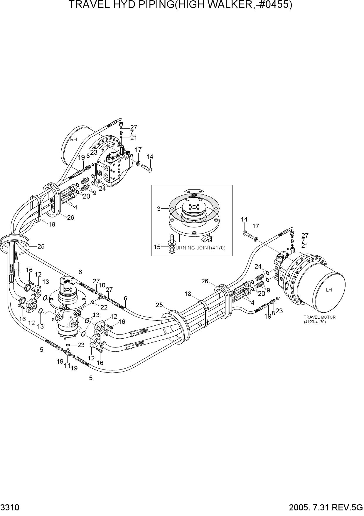TRAVEL HYD PIPING(HIGH WALKER,-#0455)