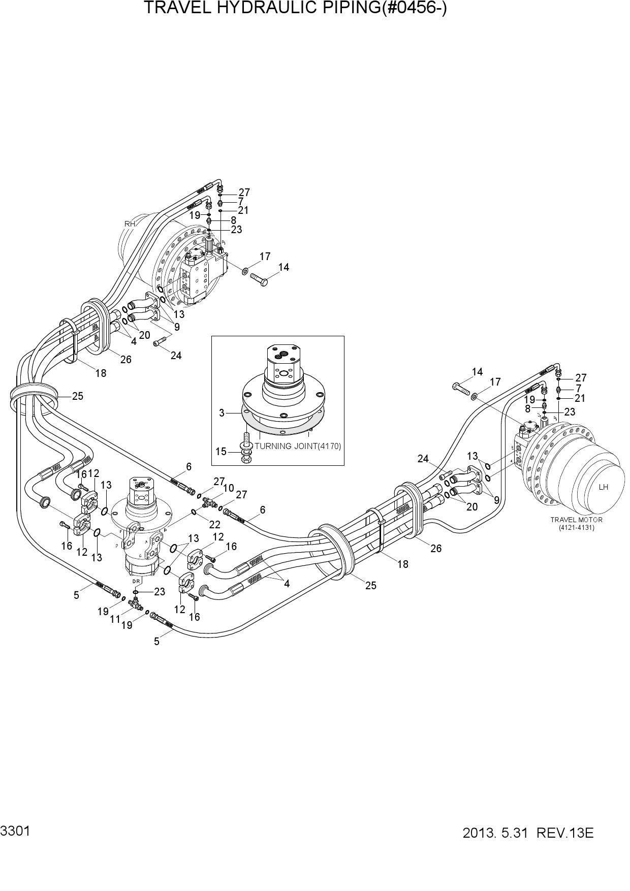 TRAVEL HYDRAULIC PIPING(#0456-)