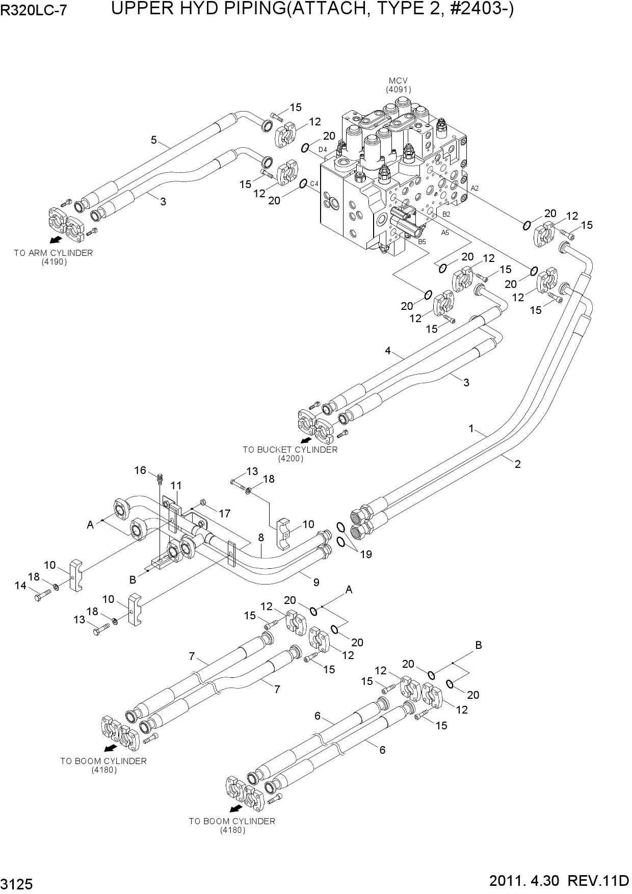 UPPER HYD PIPING(ATTACH, TYPE 2, #2403-)