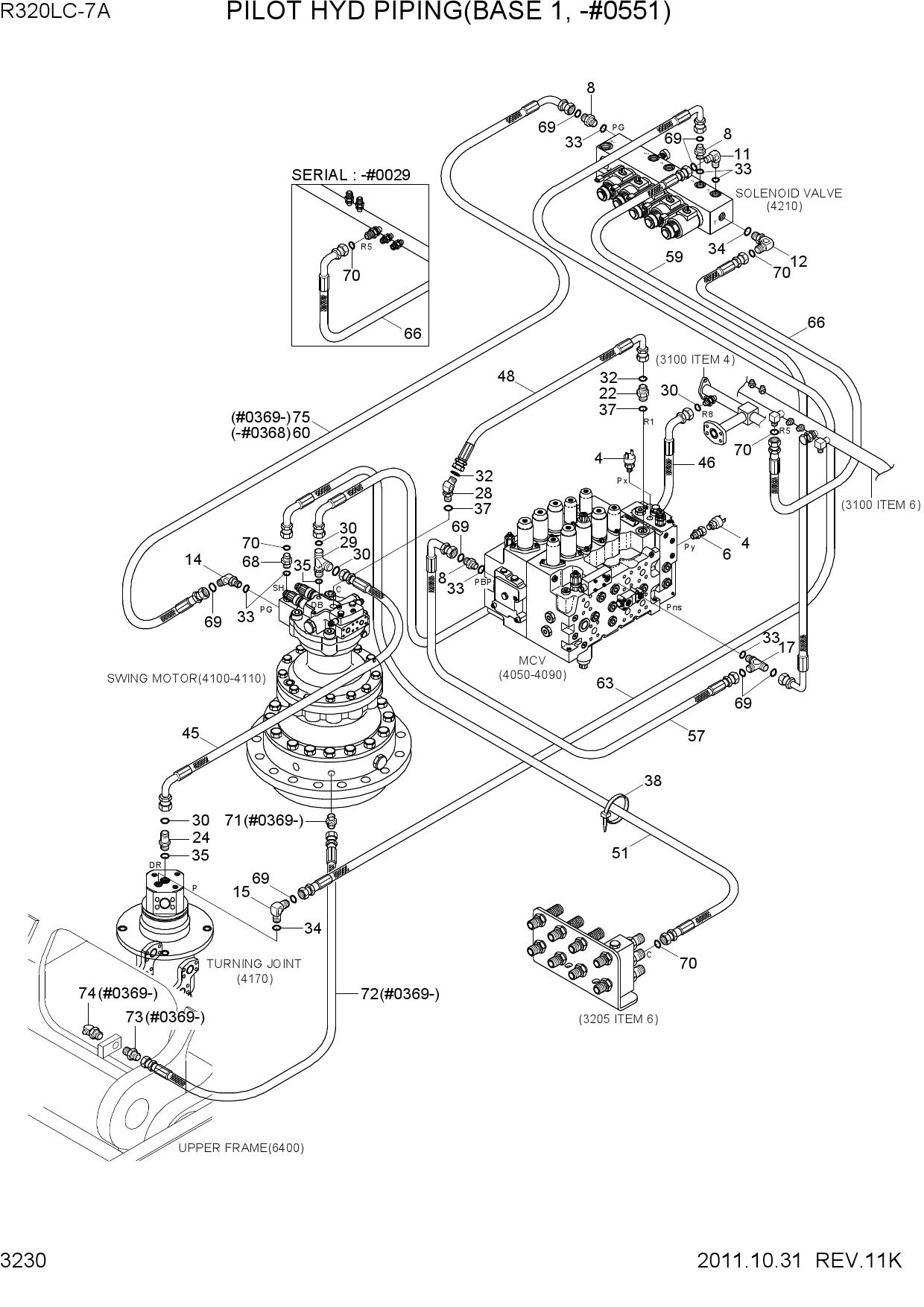 PILOT HYDRAULIC PIPING(BASE 1, -#0551)