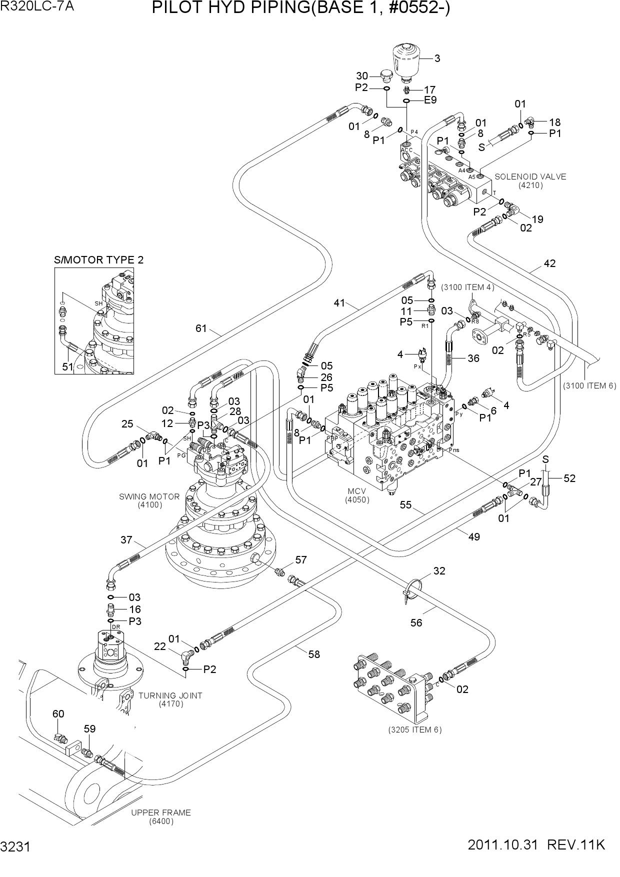 PILOT HYDRAULIC PIPING(BASE 1, #0552-)