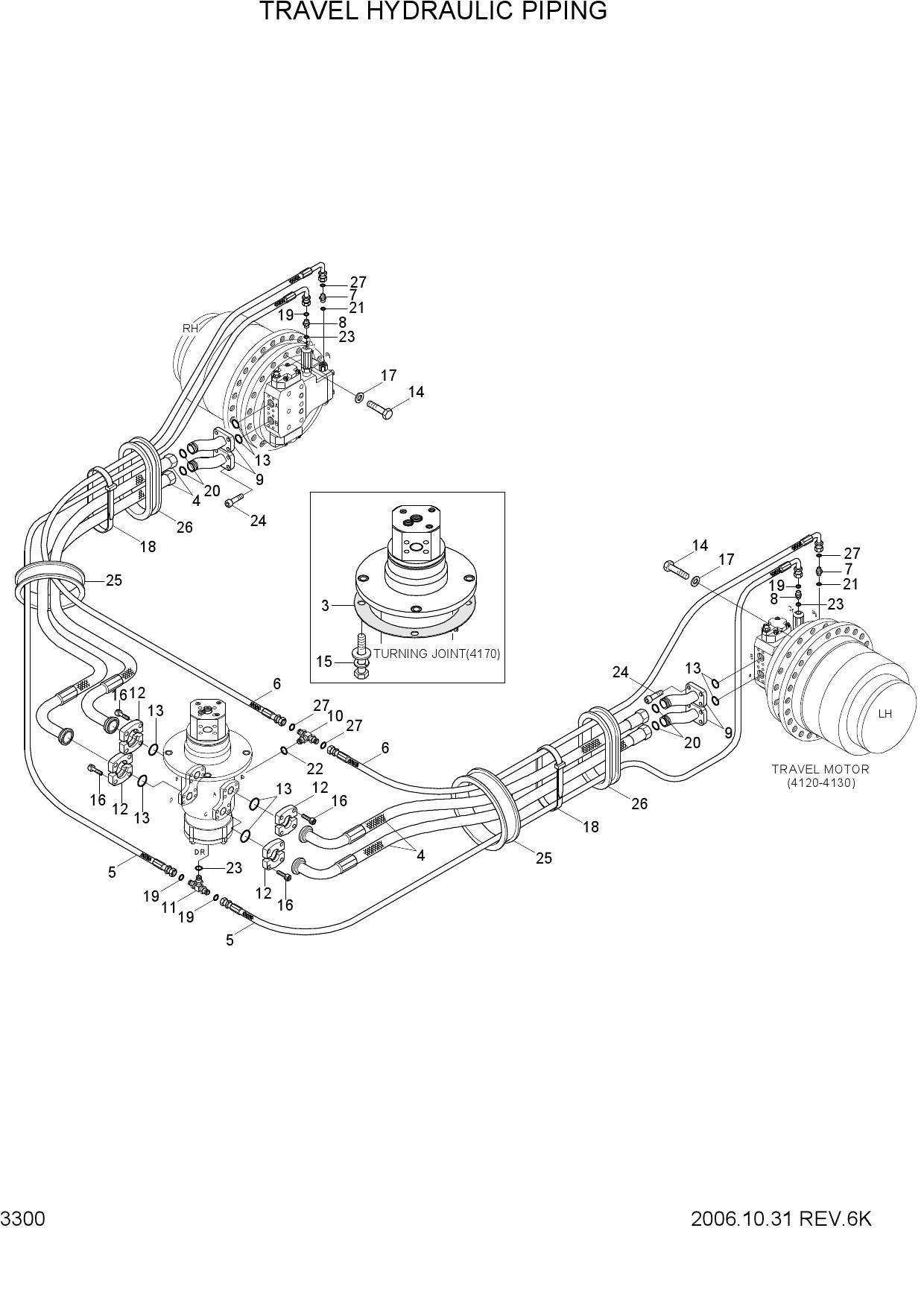 TRAVEL HYDRAULIC PIPING