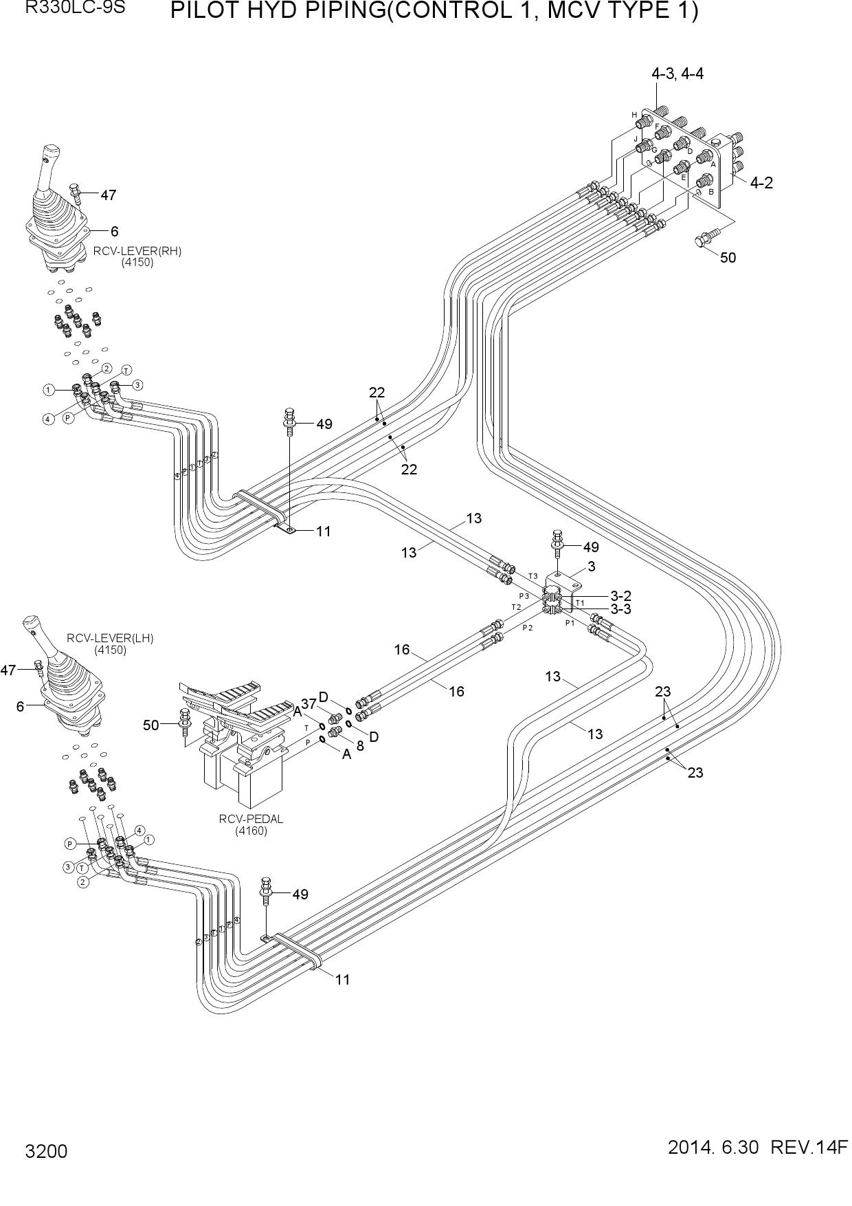 PILOT HYD PIPING(CONTROL 1, MCV TYPE 1)