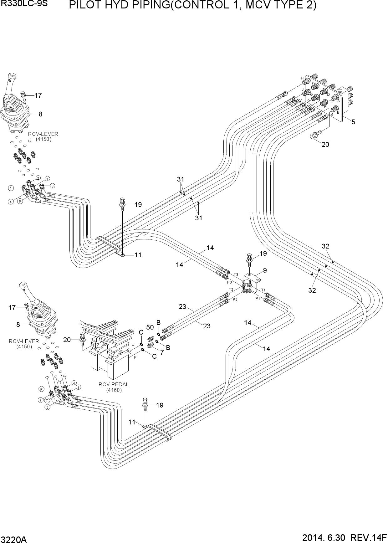 PILOT HYD PIPING(CONTROL 1, MCV TYPE 2)