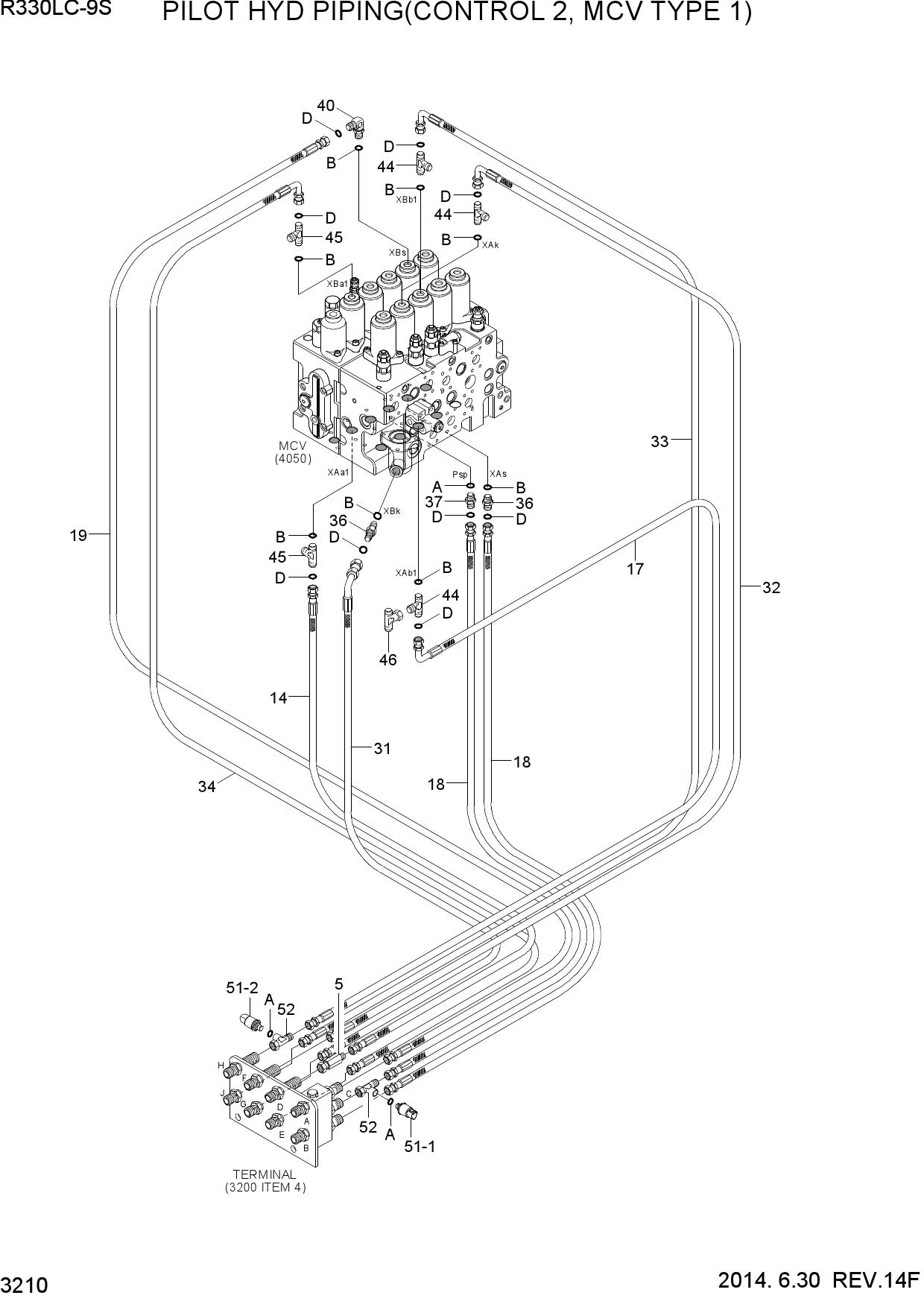 PILOT HYD PIPING(CONTROL 2, MCV TYPE 1)
