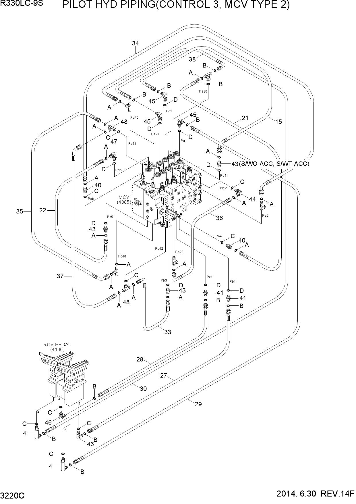 PILOT HYD PIPING(CONTROL 3, MCV TYPE 2)